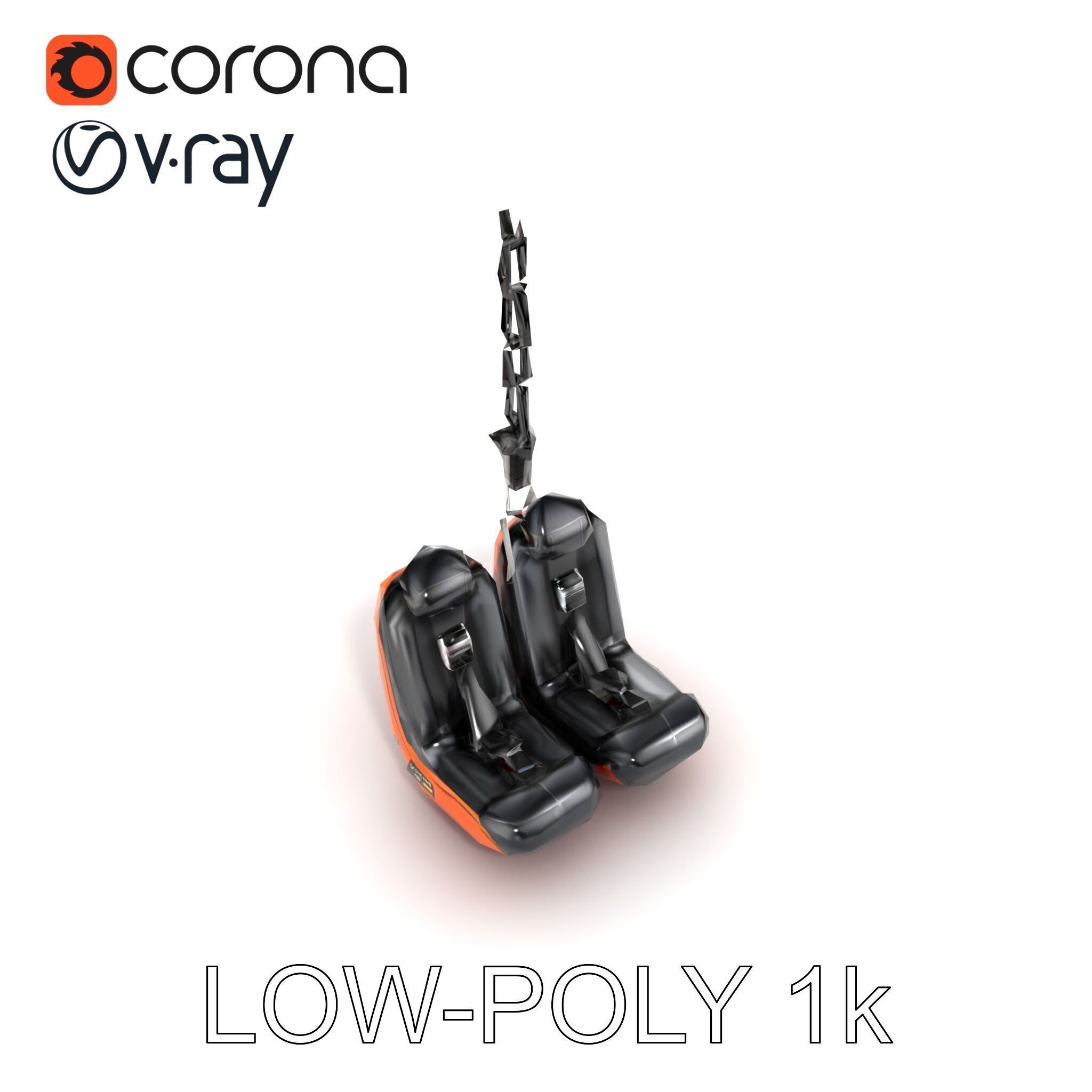 Thrill Ride Drop Tower Seat model pack Low-poly 3D model_16