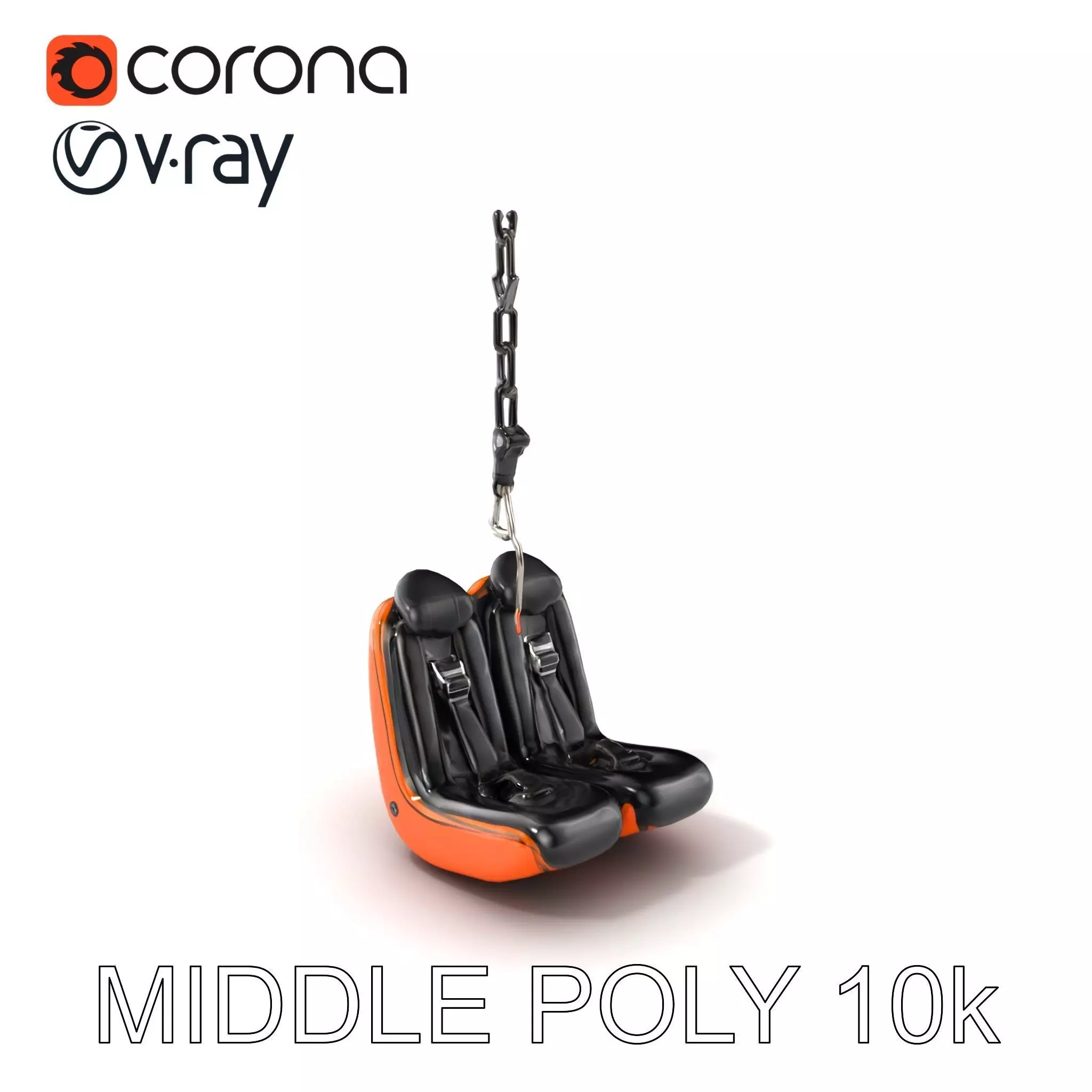 Thrill Ride Drop Tower Seat model pack Low-poly 3D model_0