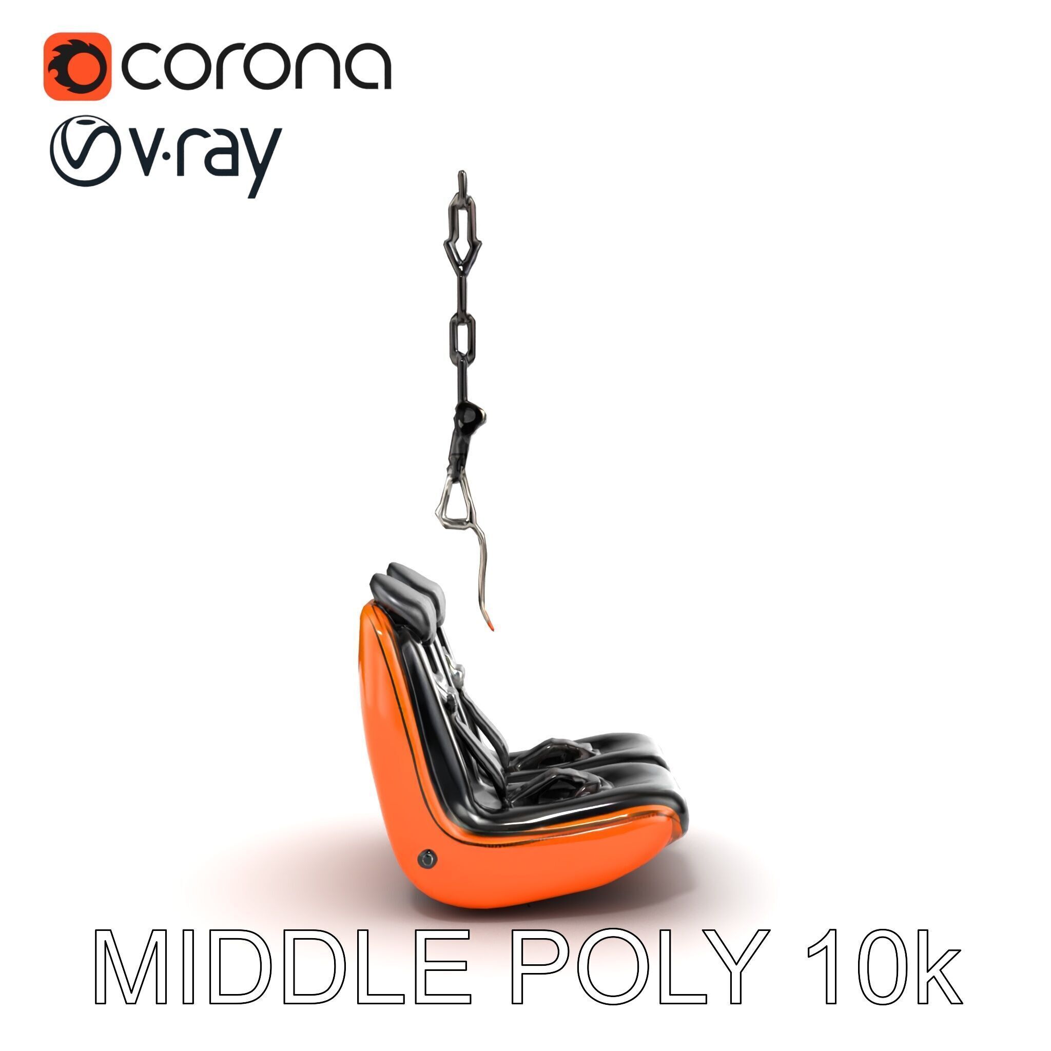 Thrill Ride Drop Tower Seat model pack Low-poly 3D model_30