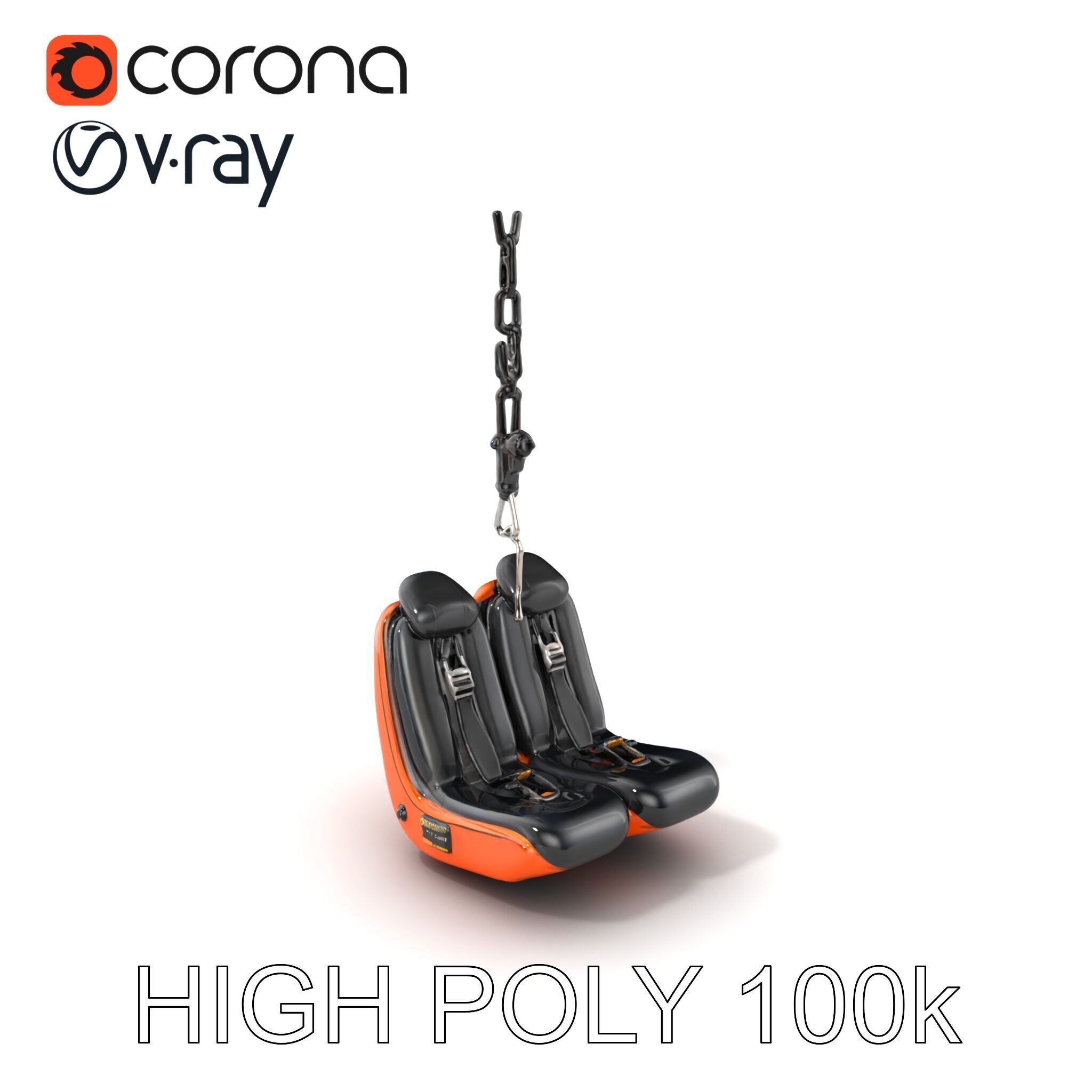 Thrill Ride Drop Tower Seat model pack Low-poly 3D model_2