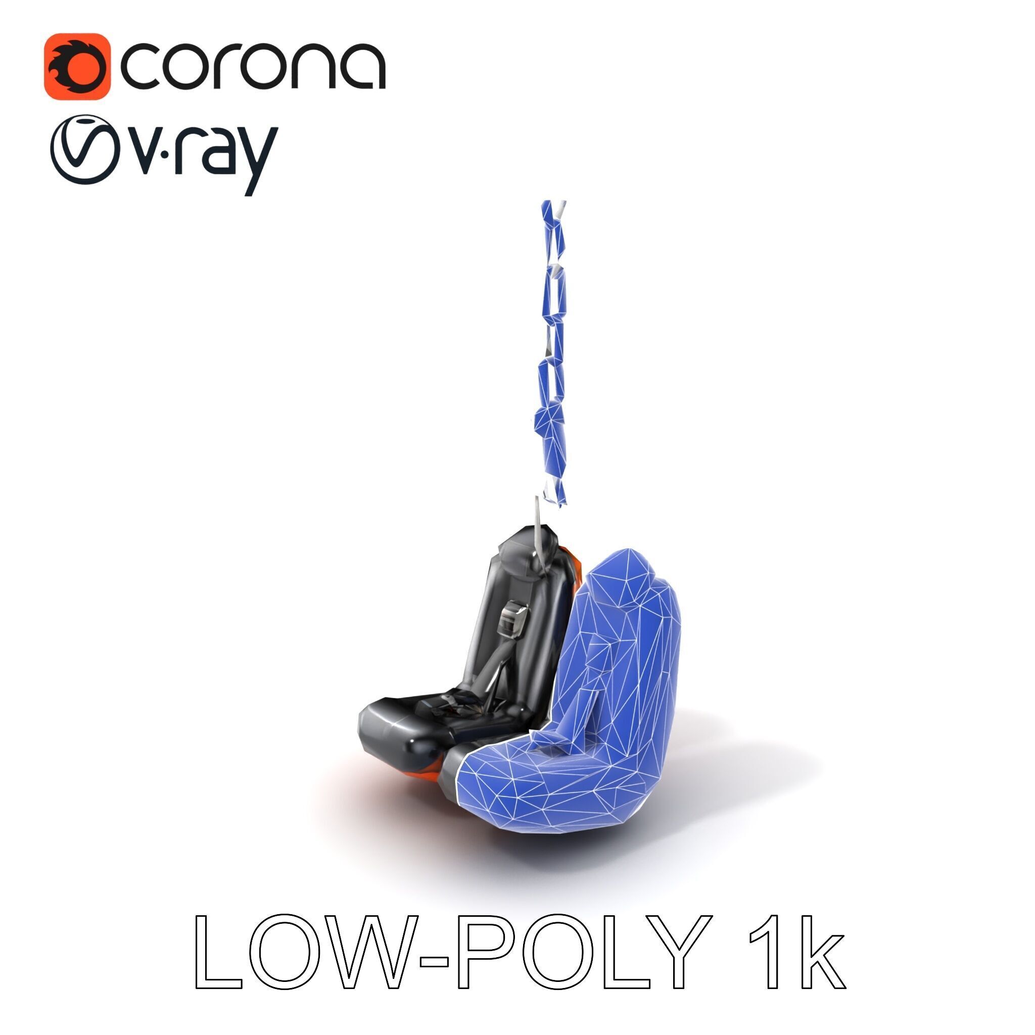 Thrill Ride Drop Tower Seat model pack Low-poly 3D model_7