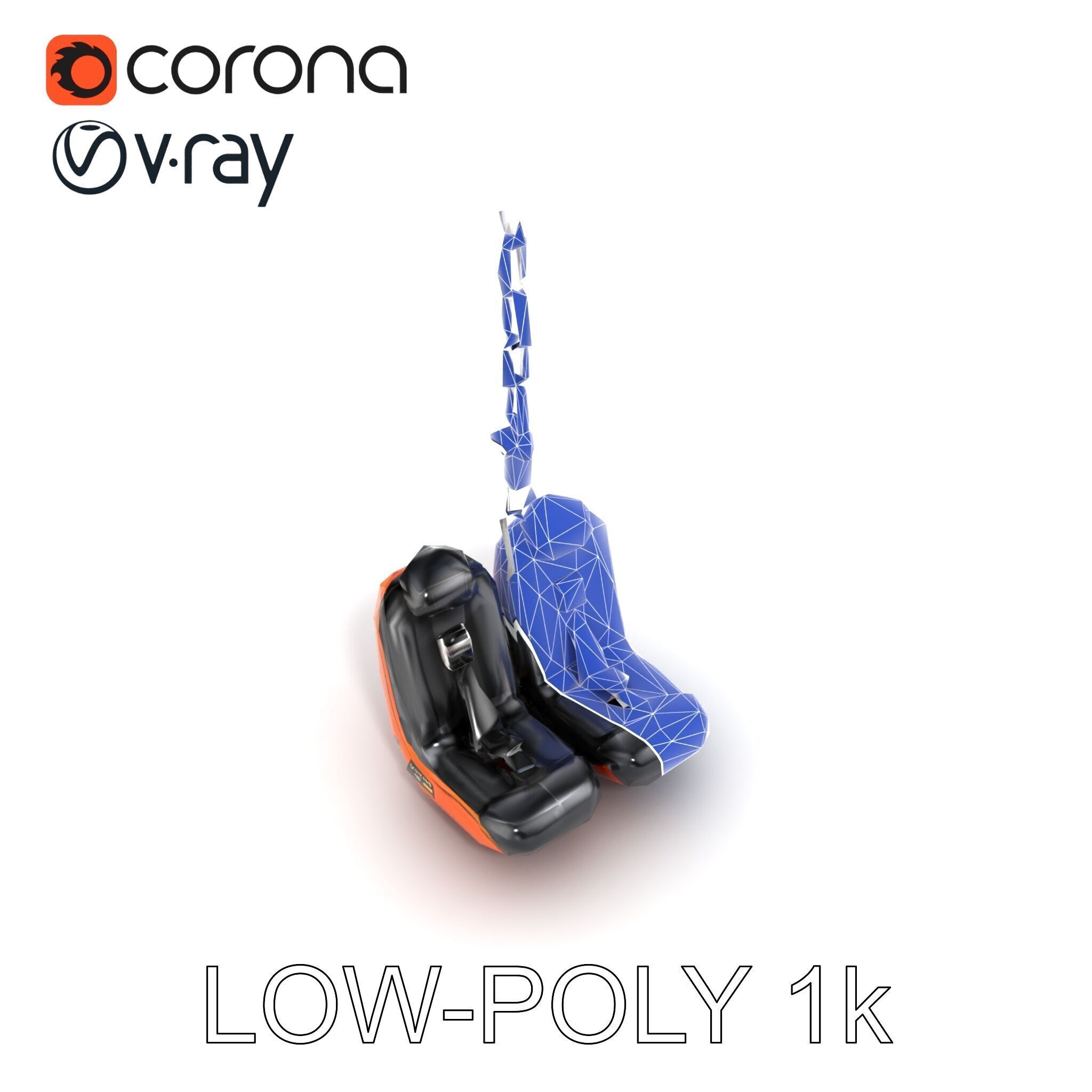 Thrill Ride Drop Tower Seat model pack Low-poly 3D model_29