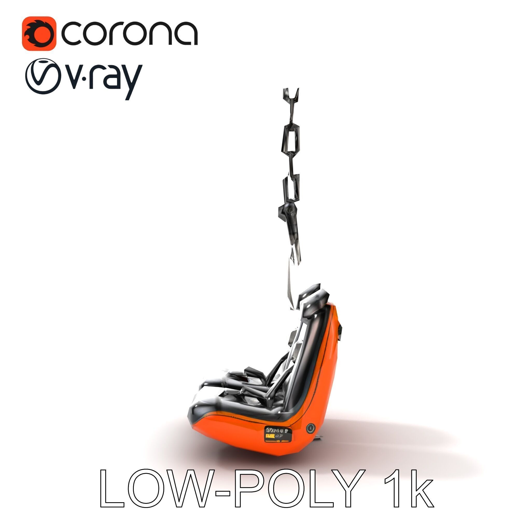 Thrill Ride Drop Tower Seat model pack Low-poly 3D model_32