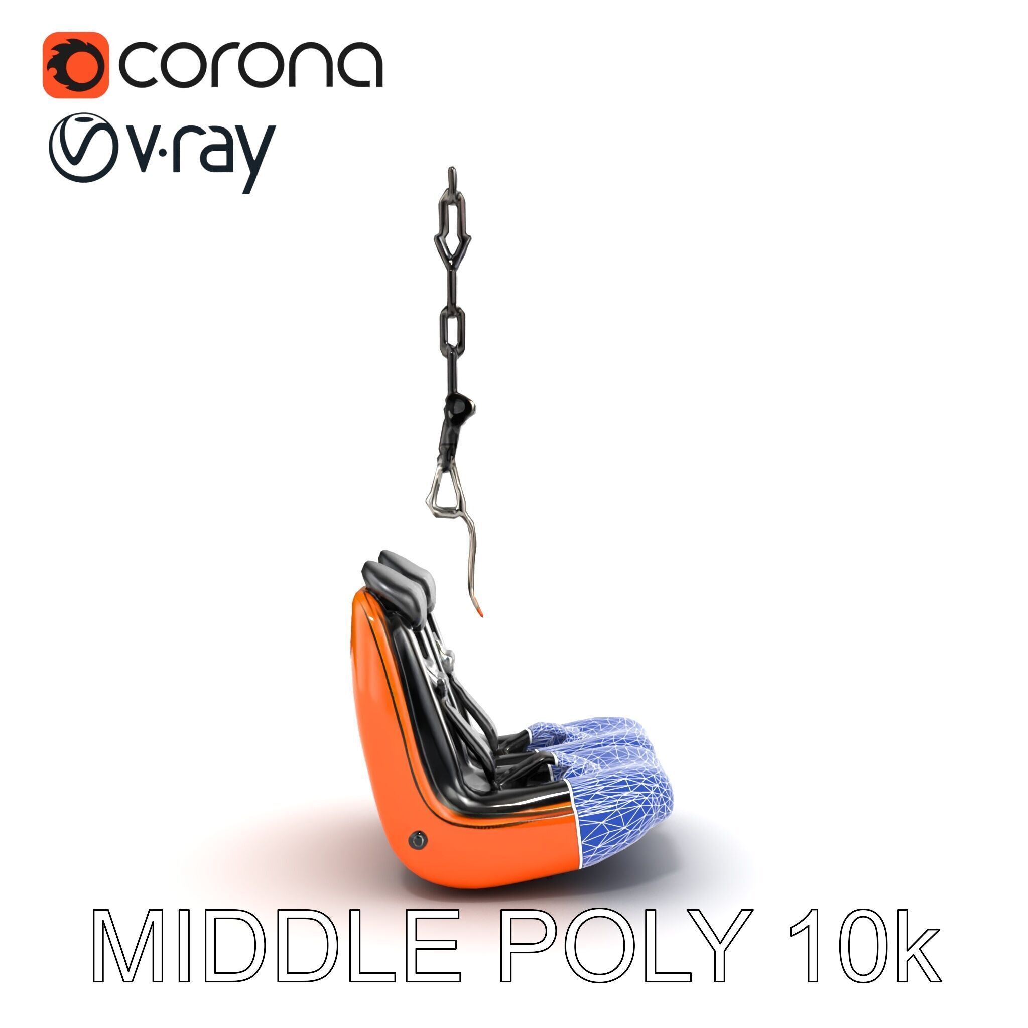 Thrill Ride Drop Tower Seat model pack Low-poly 3D model_24