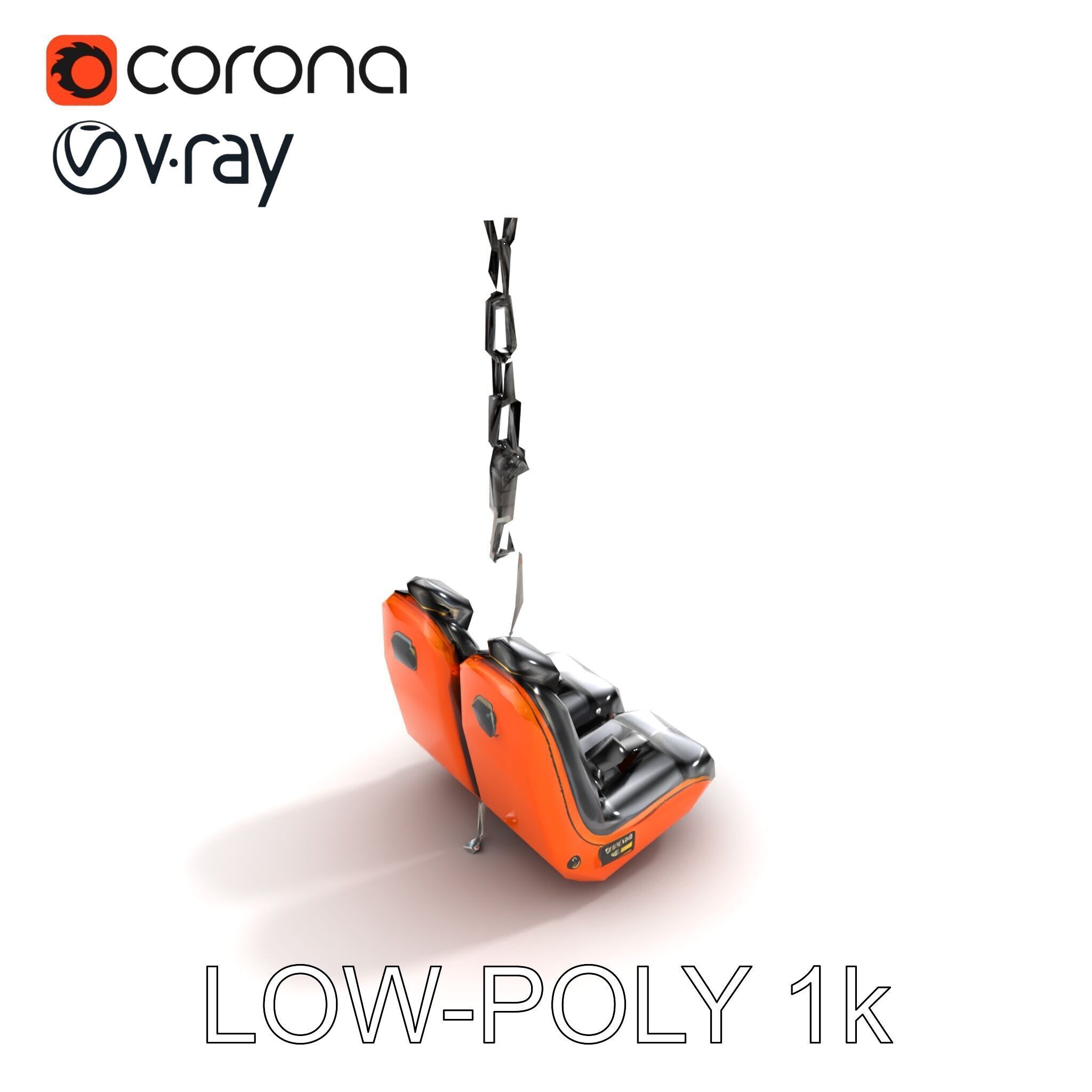 Thrill Ride Drop Tower Seat model pack Low-poly 3D model_9