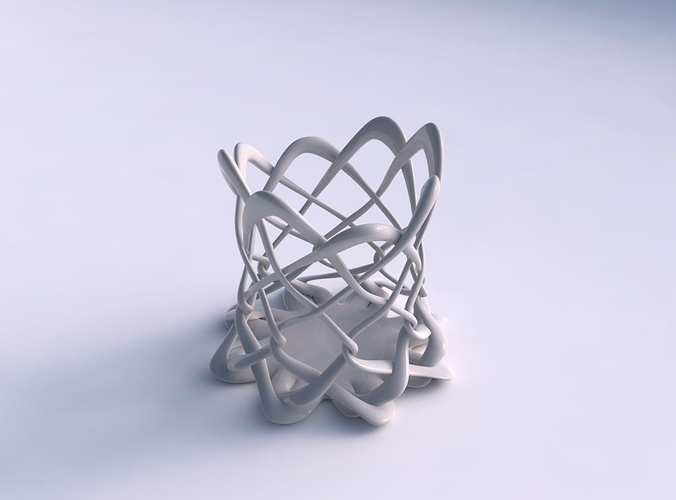 Bowl cylindrical with interlacing fine lattice streched top