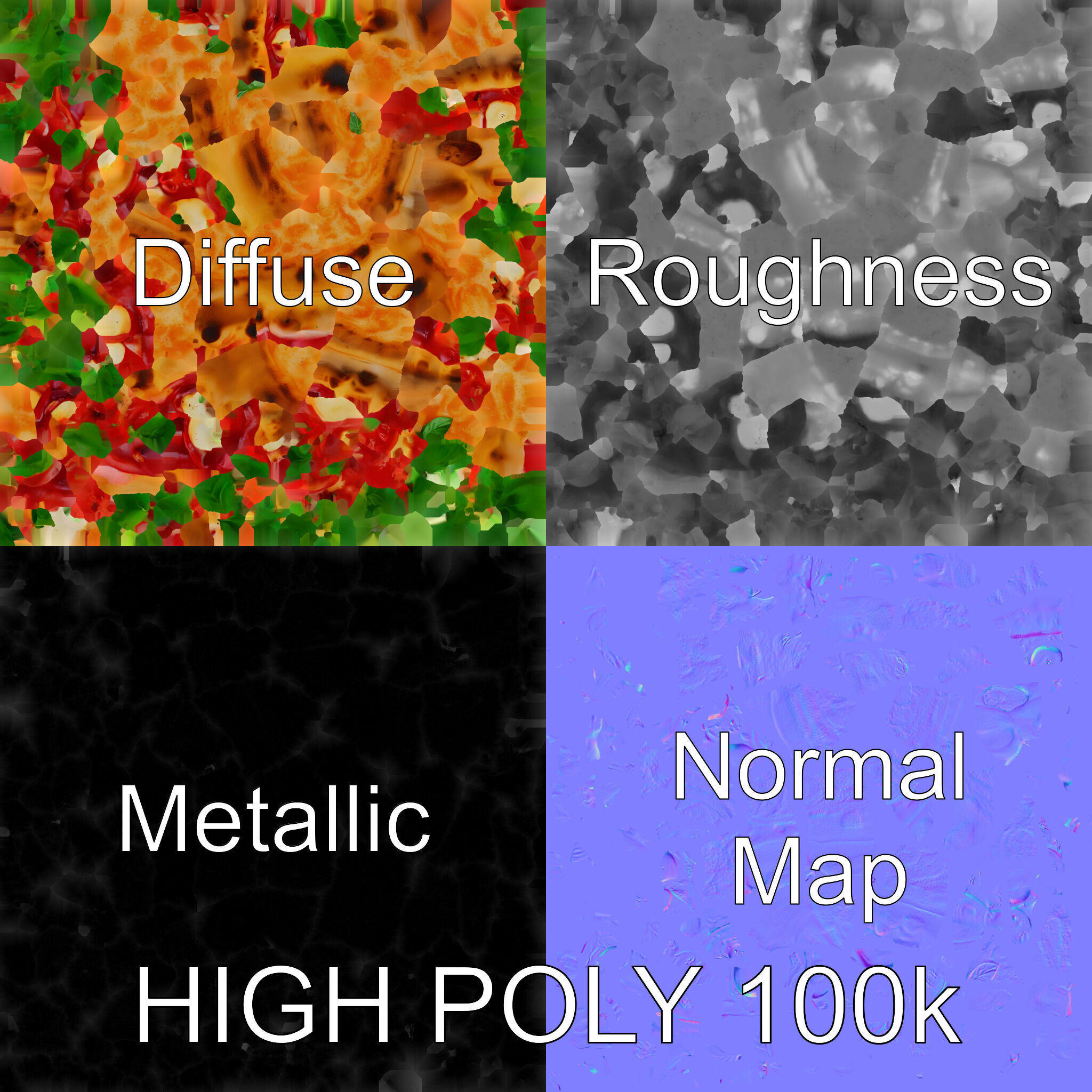 Realistic Margherita Pizza D model pack Low-poly 3D model_3