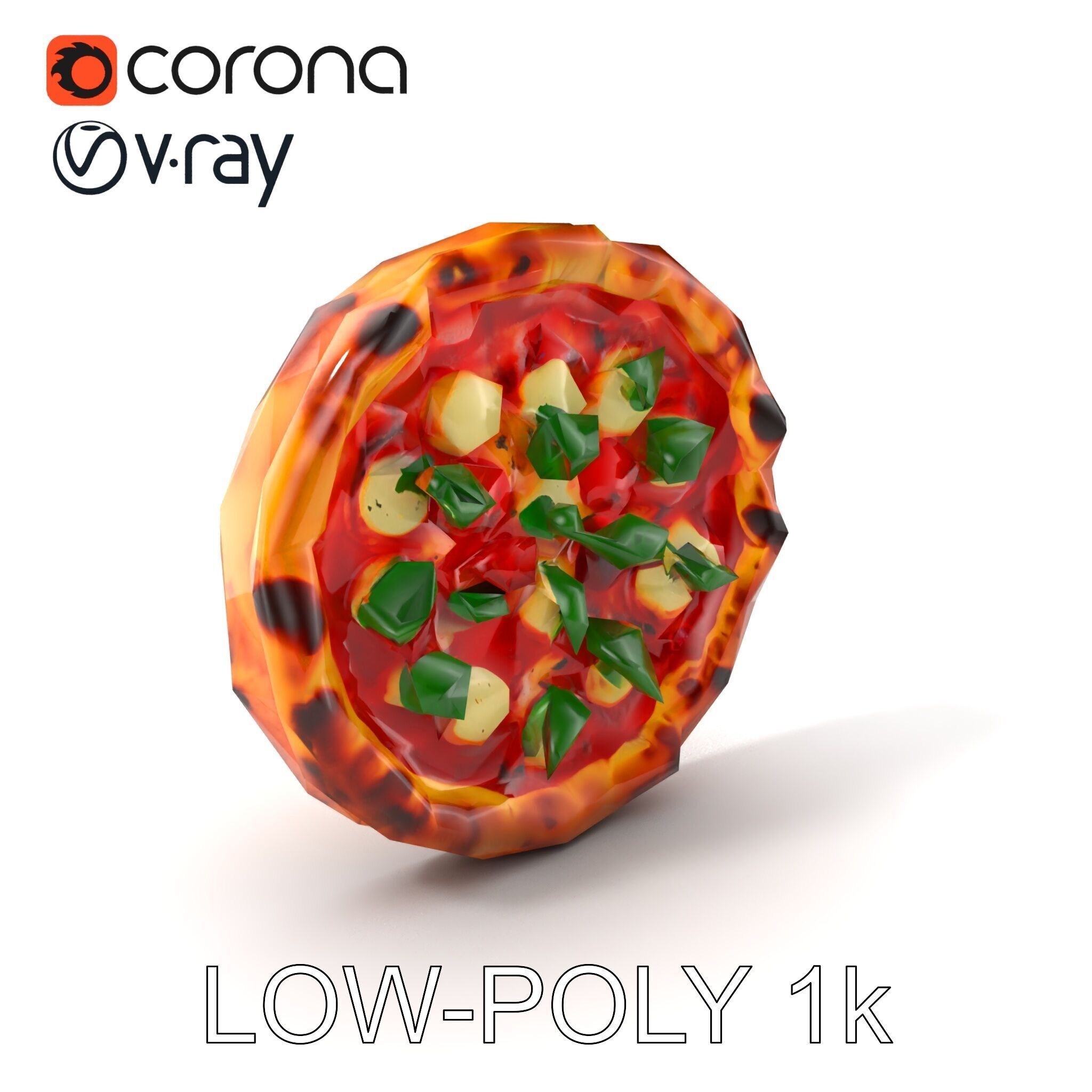 Realistic Margherita Pizza D model pack Low-poly 3D model_5