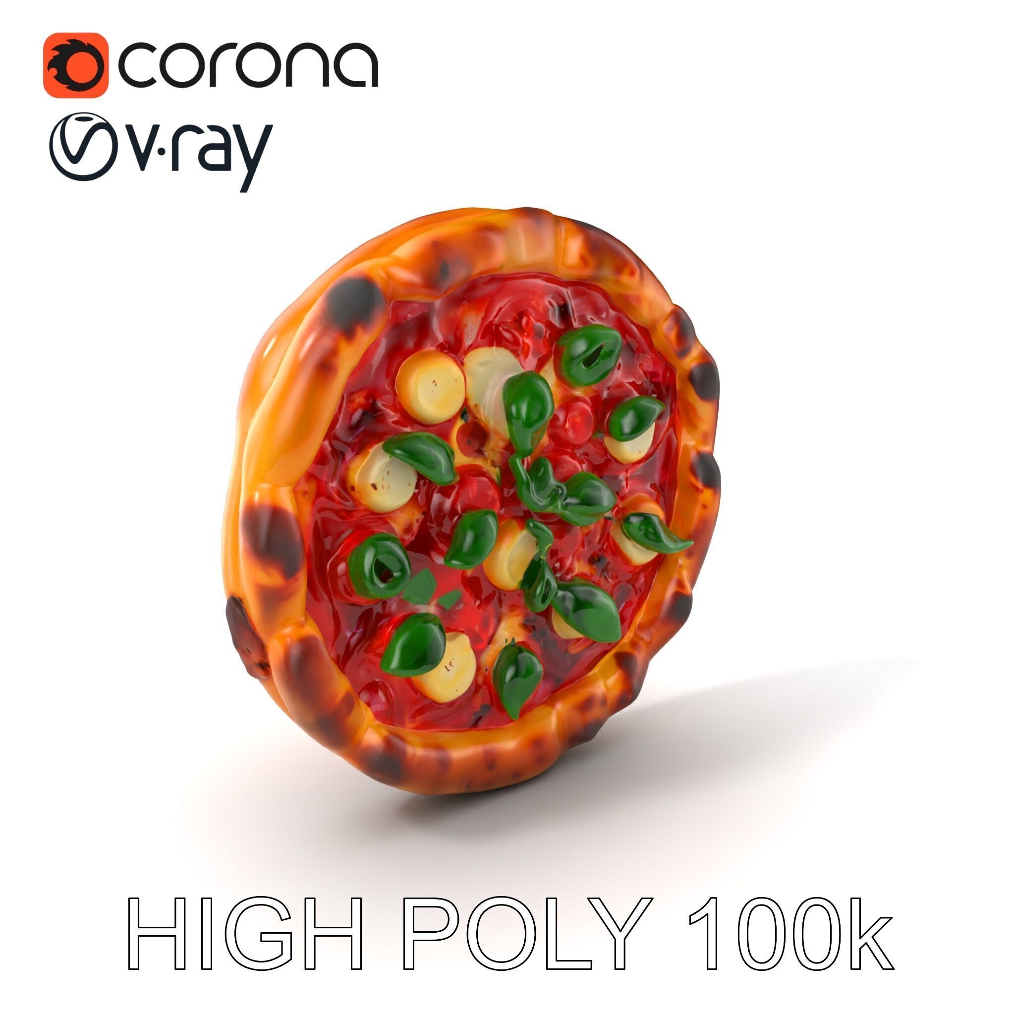 Realistic Margherita Pizza D model pack Low-poly 3D model_2