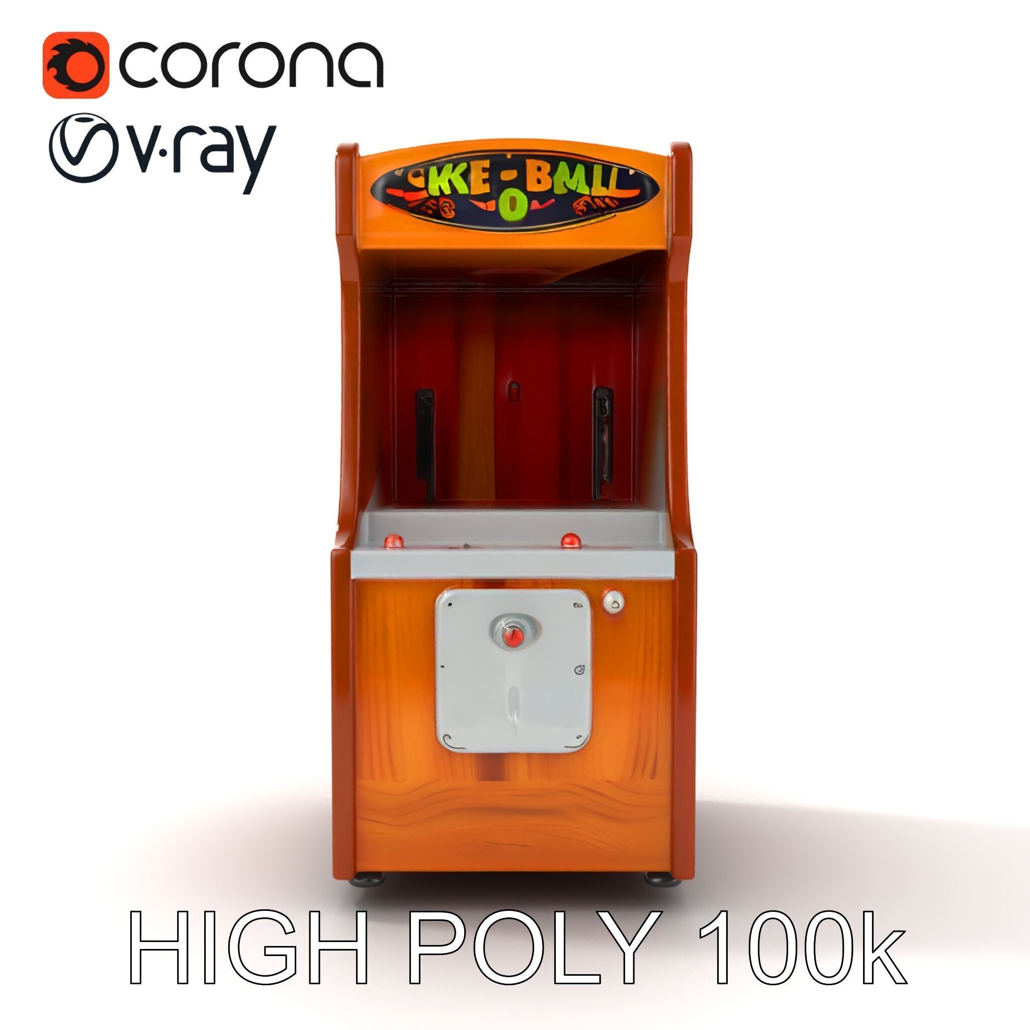 Vibrant SkeeBall Machine Wooden Exterior model pack Low-poly 3D model_23