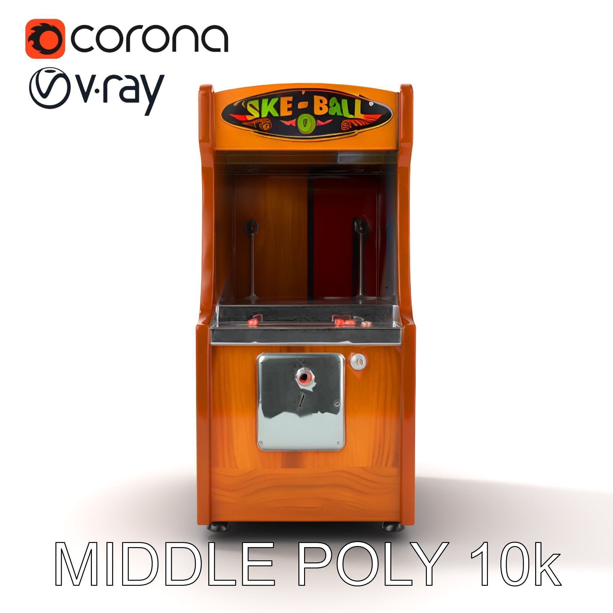 Vibrant SkeeBall Machine Wooden Exterior model pack Low-poly 3D model_16