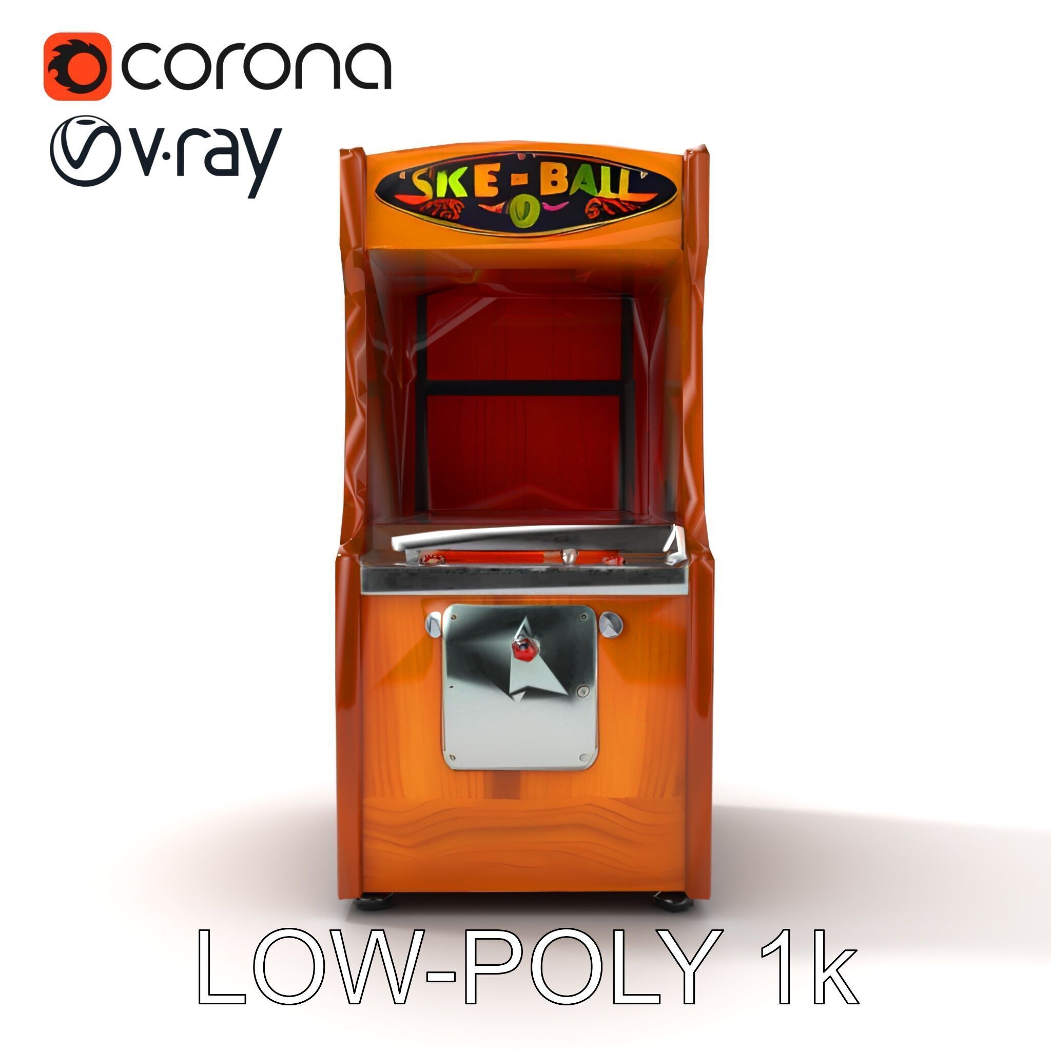 Vibrant SkeeBall Machine Wooden Exterior model pack Low-poly 3D model_13