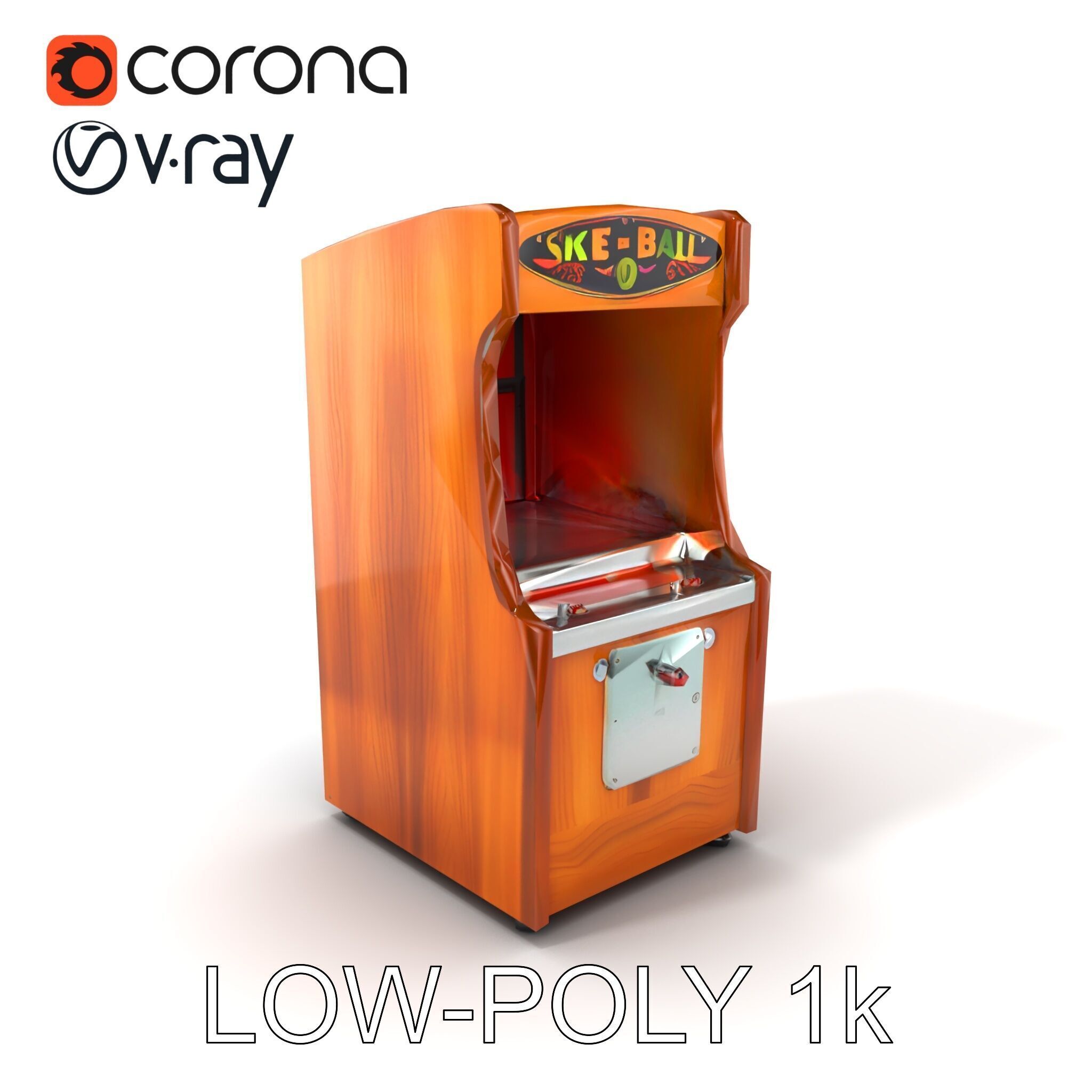 Vibrant SkeeBall Machine Wooden Exterior model pack Low-poly 3D model_5