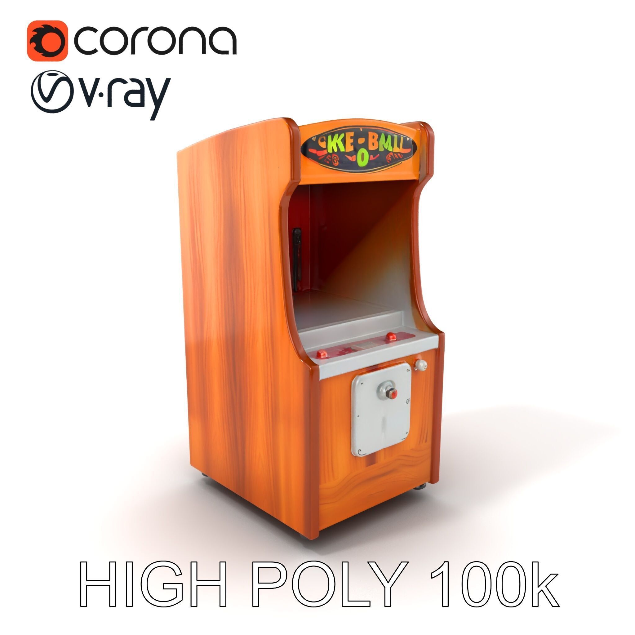 Vibrant SkeeBall Machine Wooden Exterior model pack Low-poly 3D model_2