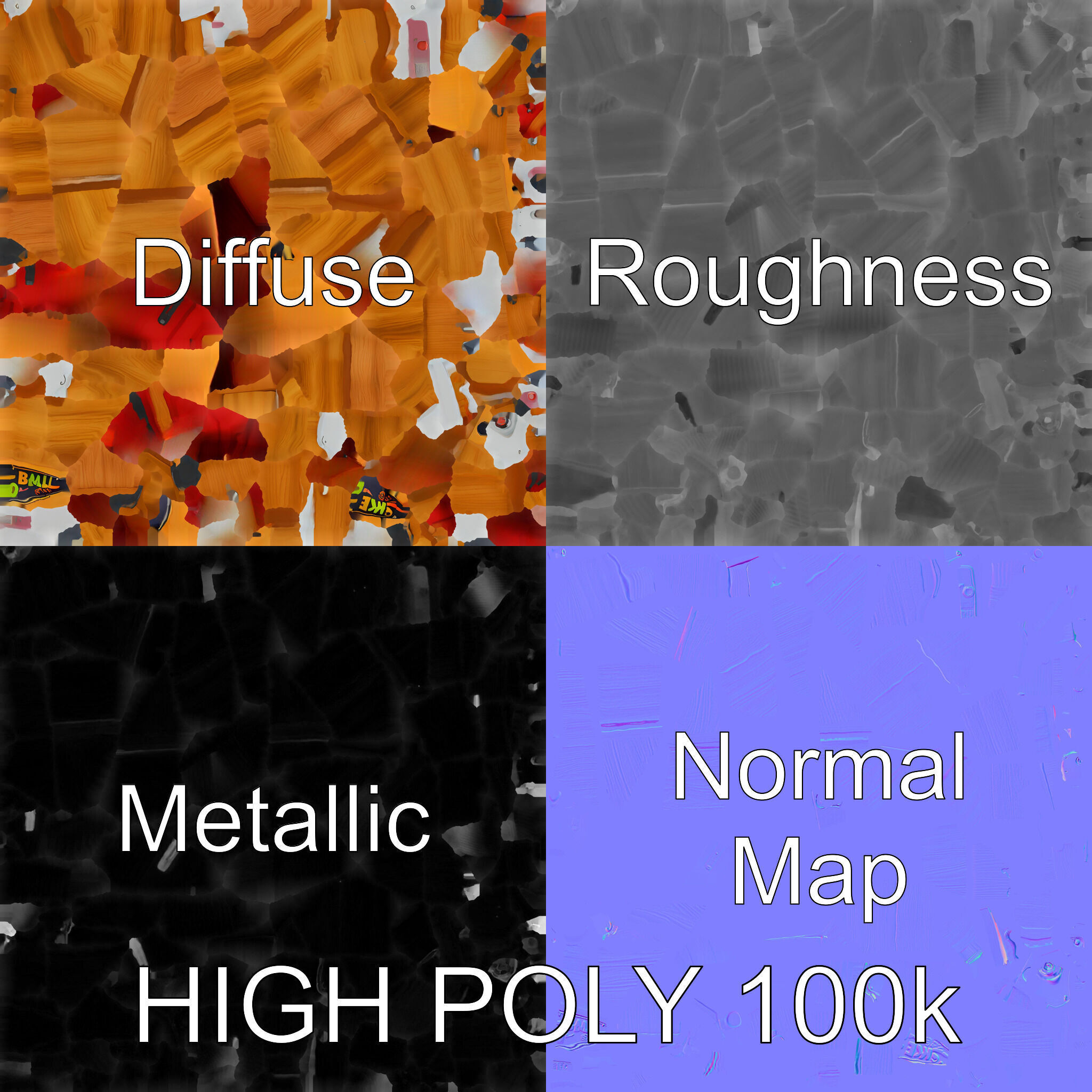 Vibrant SkeeBall Machine Wooden Exterior model pack Low-poly 3D model_3