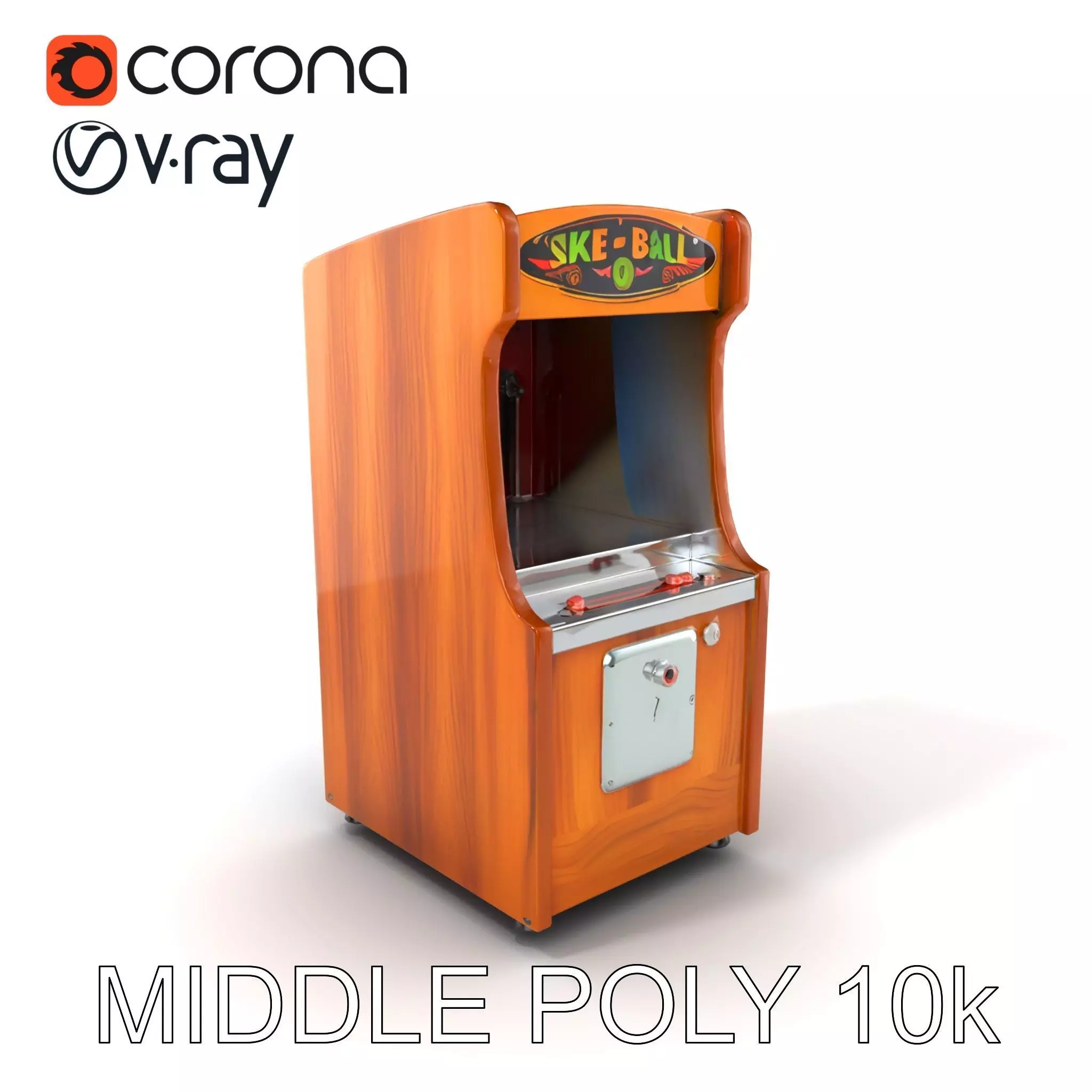 Vibrant SkeeBall Machine Wooden Exterior model pack Low-poly 3D model_0