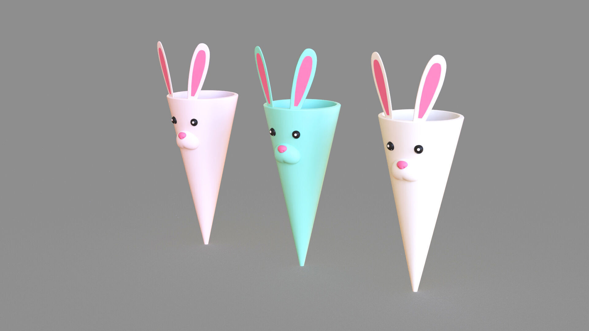 Easter Bunny Treat Cone Decoration Low-poly 3D model_3