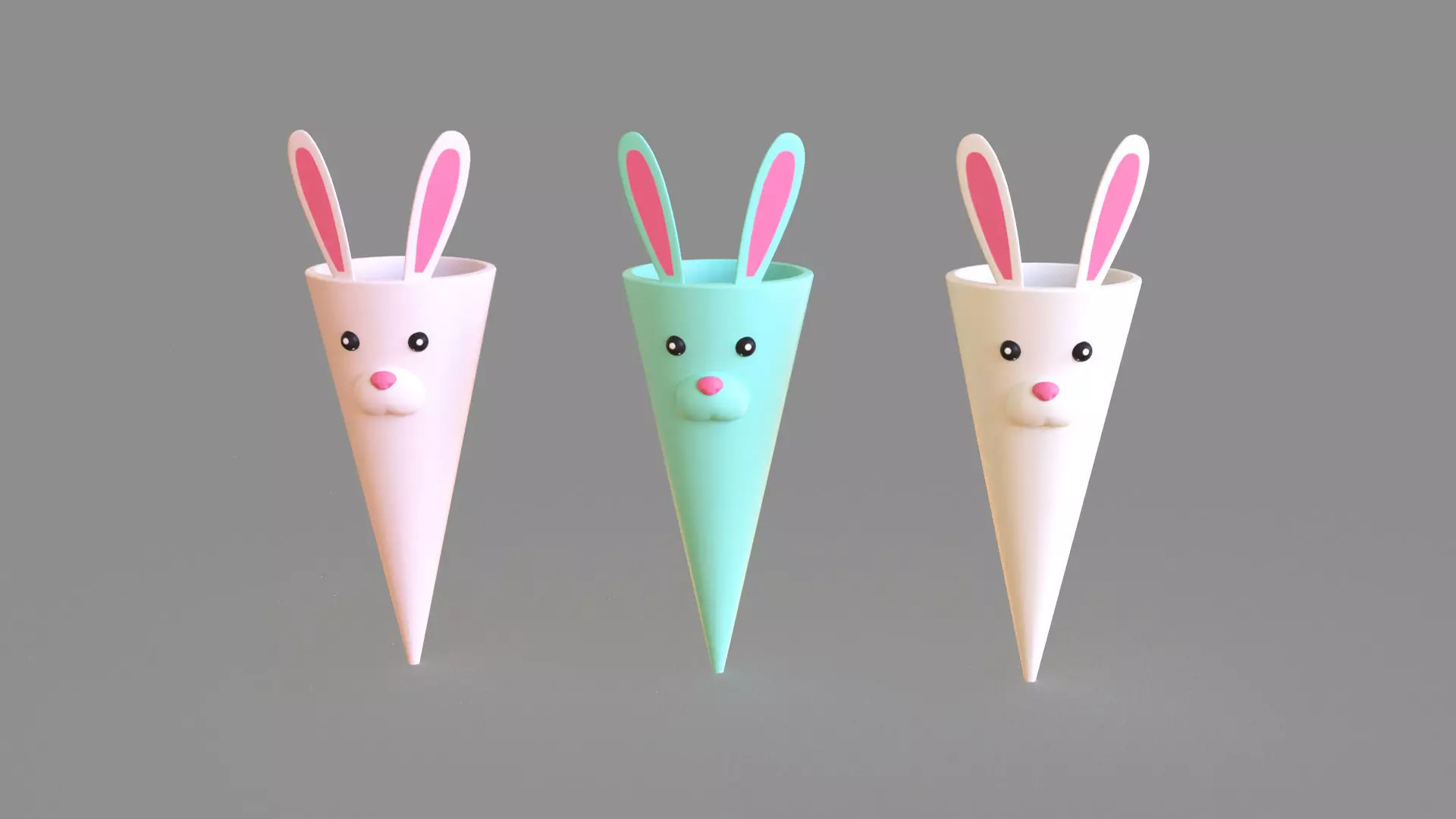Easter Bunny Treat Cone Decoration Low-poly 3D model_0