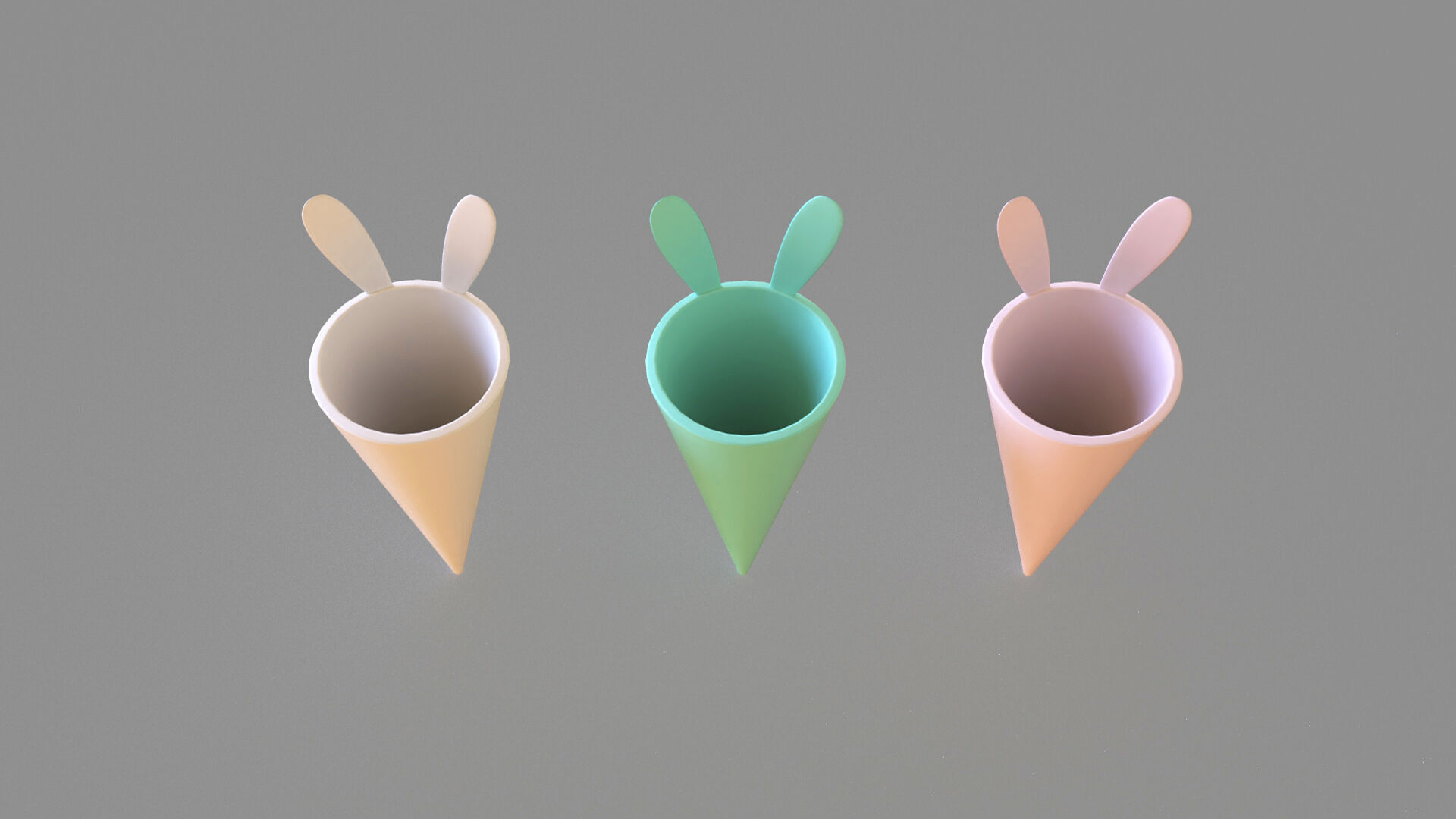 Easter Bunny Treat Cone Decoration Low-poly 3D model_4