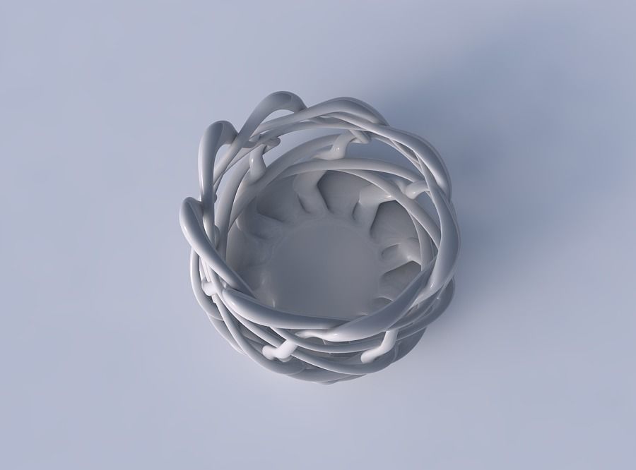 Bowl cylindrical with interlacing fine lattice streched top c... 3D print model_2