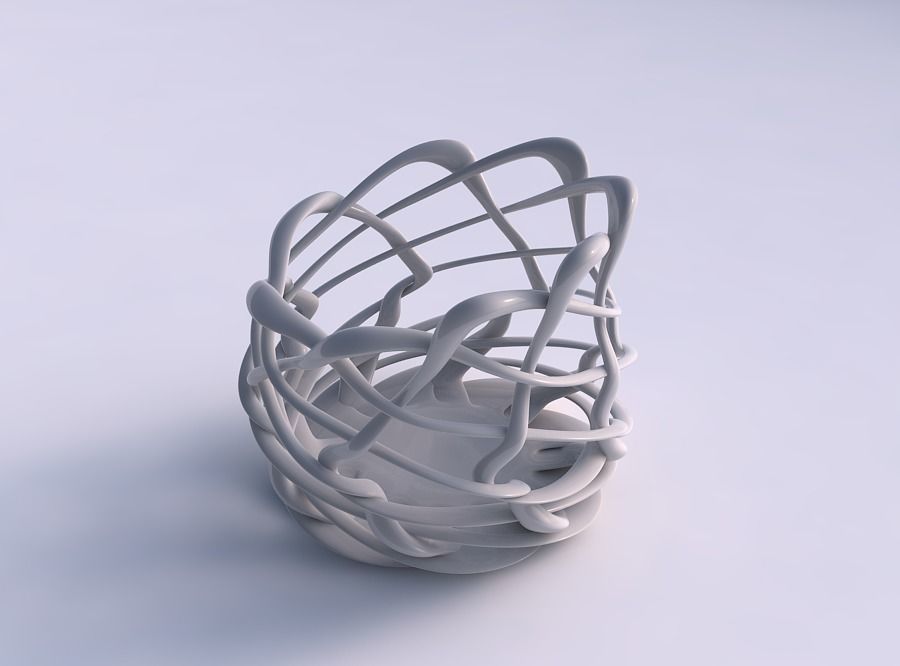 Bowl cylindrical with interlacing fine lattice streched top c... 3D print model_0