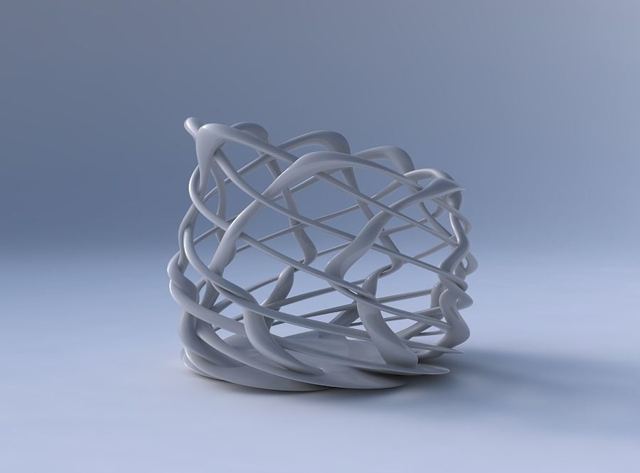 Bowl cylindrical with interlacing fine lattice streched top c... 3D print model_4