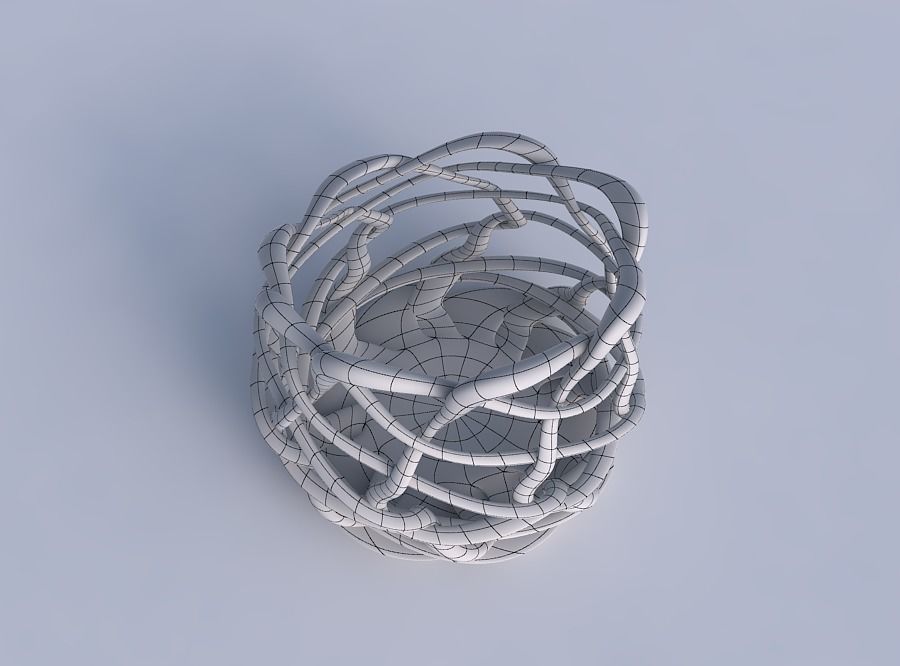 Bowl cylindrical with interlacing fine lattice streched top c... 3D print model_6
