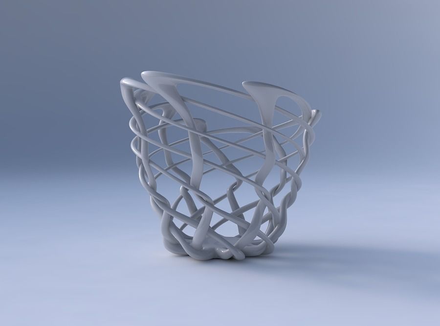 Bowl cylindrical with interlacing fine lattice pimp up top 3D print model_4