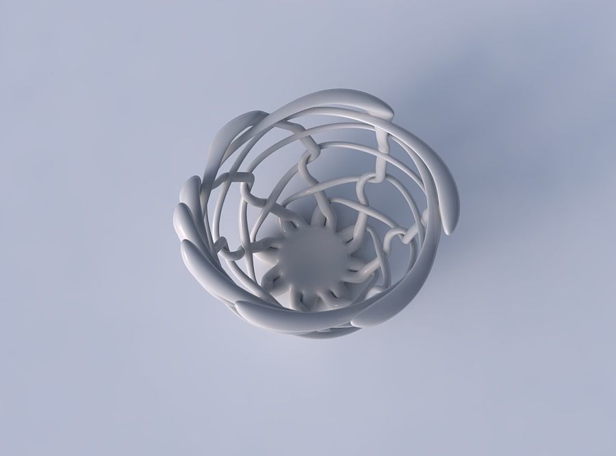 Bowl cylindrical with interlacing fine lattice pimp up top 3D print model_2