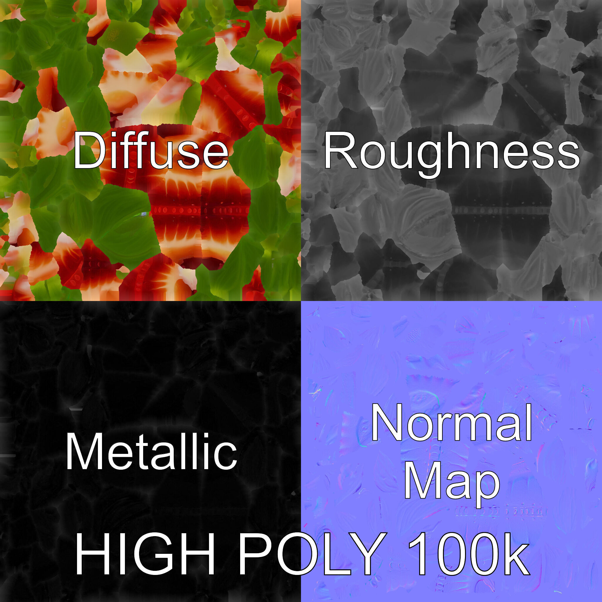 Strawberry Crosssection Realistic Detail Model Pack Low-poly 3D model_3
