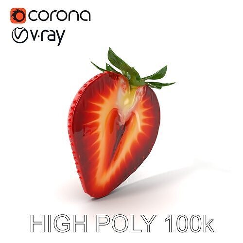 Strawberry Crosssection Realistic Detail Model Pack Low-poly 3D model 2