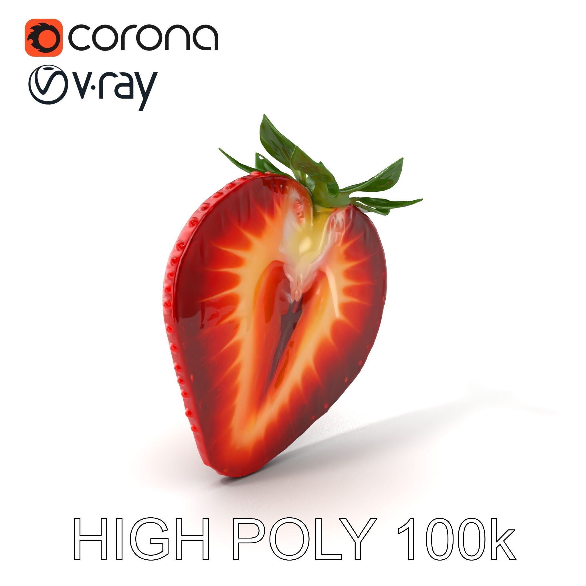 Strawberry Crosssection Realistic Detail Model Pack Low-poly 3D model_2