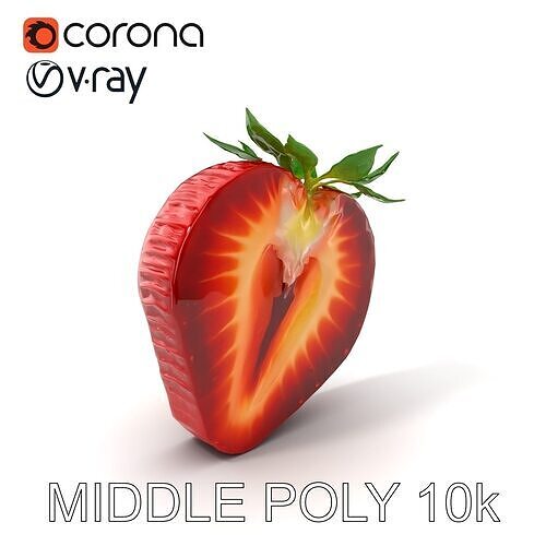 Strawberry Crosssection Realistic Detail Model Pack Low-poly 3D model