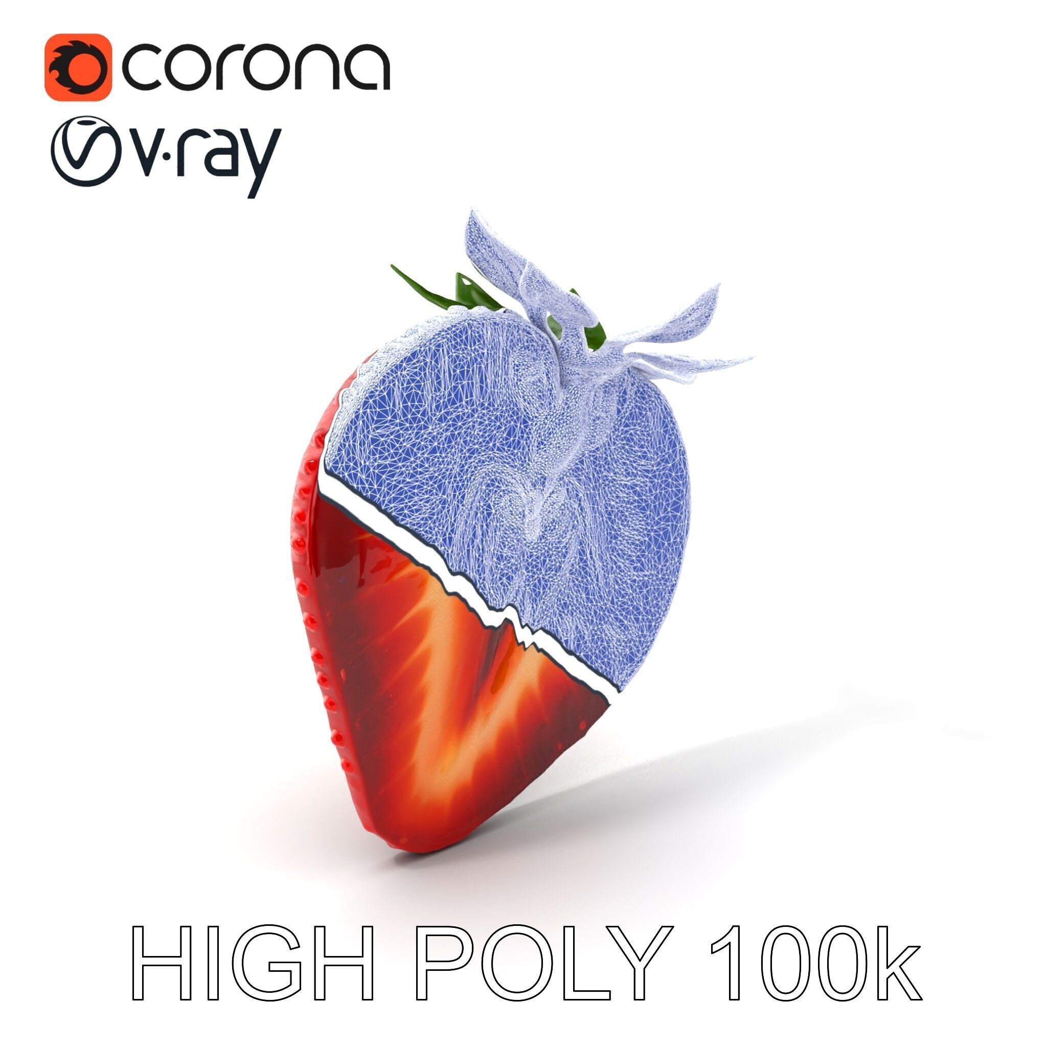 Strawberry Crosssection Realistic Detail Model Pack Low-poly 3D model_10