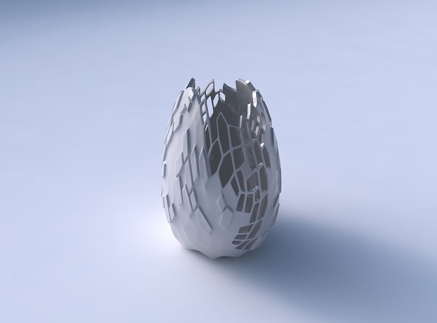 Bowl compressed with reptile skin with holes 3D print model_3