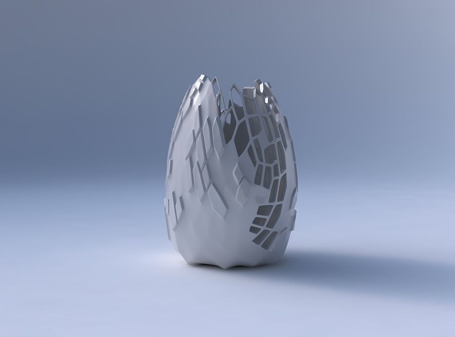 Bowl compressed with reptile skin with holes 3D print model_4