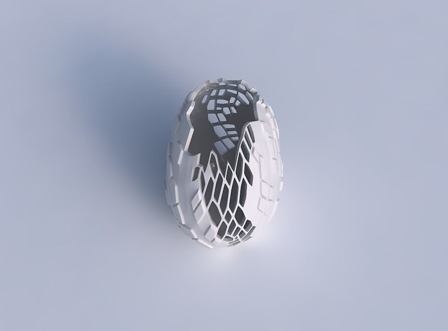 Bowl compressed with reptile skin with holes 3D print model_1