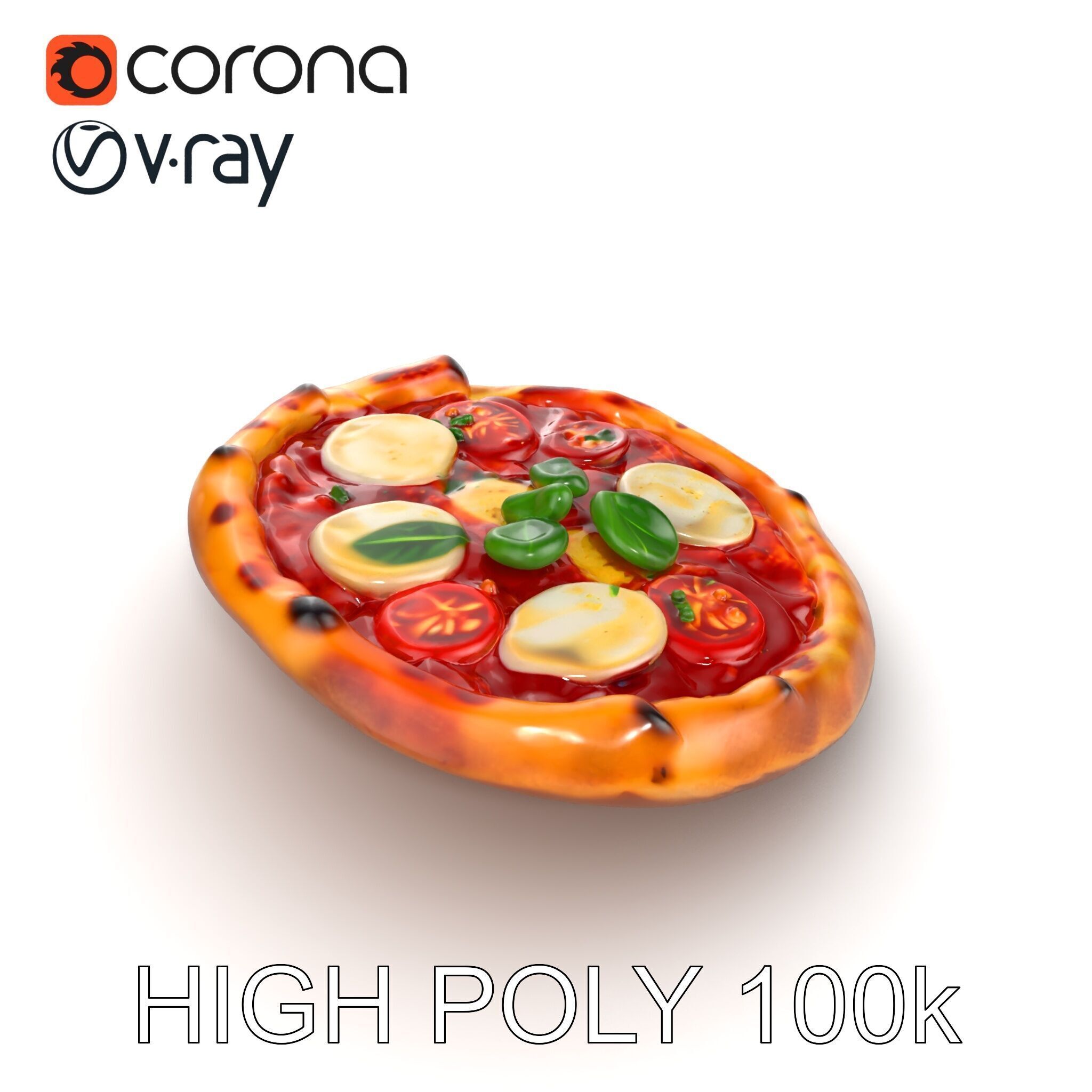 WoodFired Margherita Pizza D Model Pack Low-poly 3D model_26