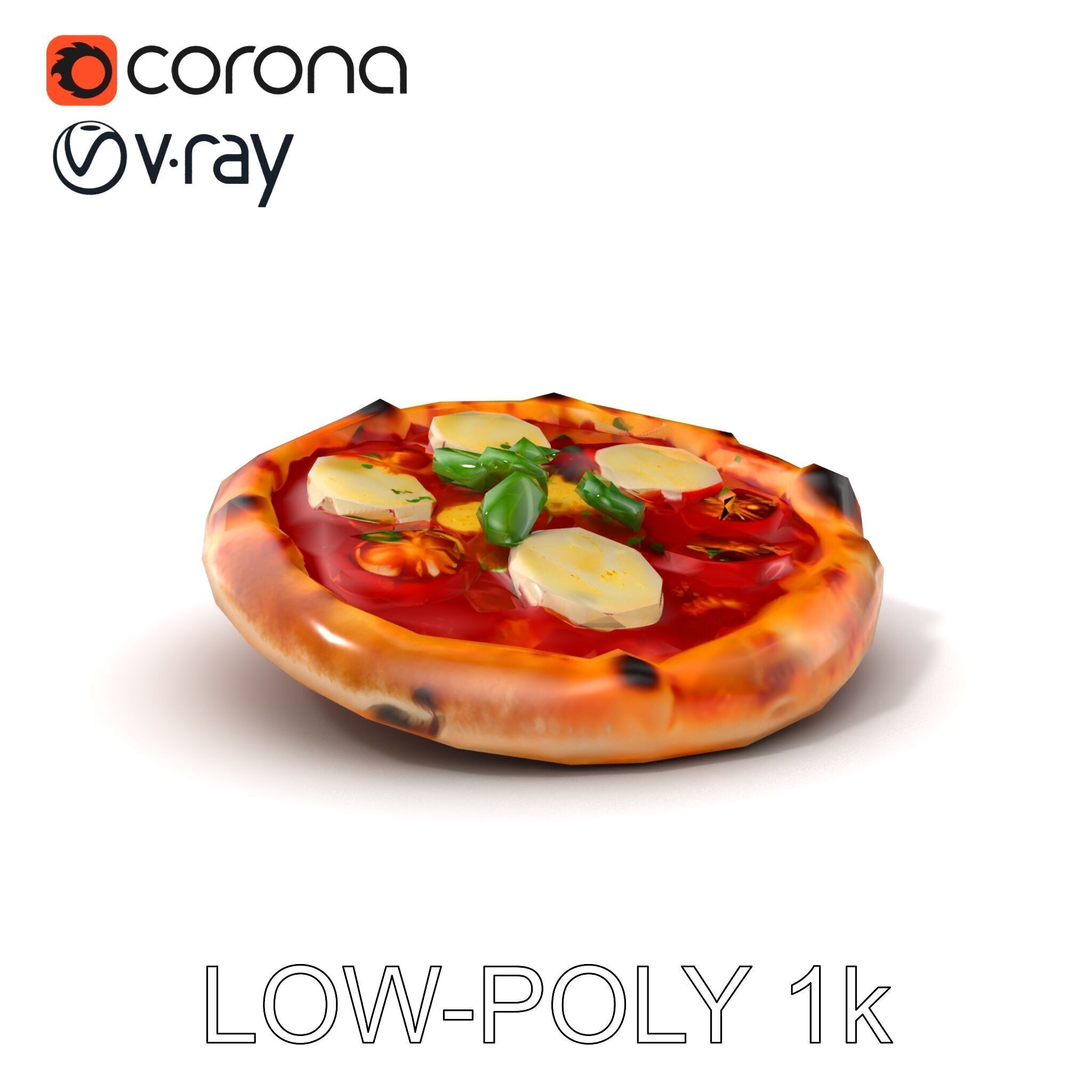 WoodFired Margherita Pizza D Model Pack Low-poly 3D model_5
