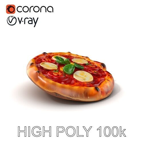 WoodFired Margherita Pizza D Model Pack Low-poly 3D model 2