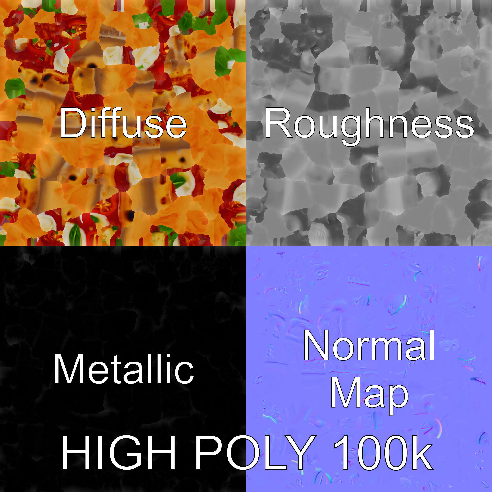 WoodFired Margherita Pizza D Model Pack Low-poly 3D model_3