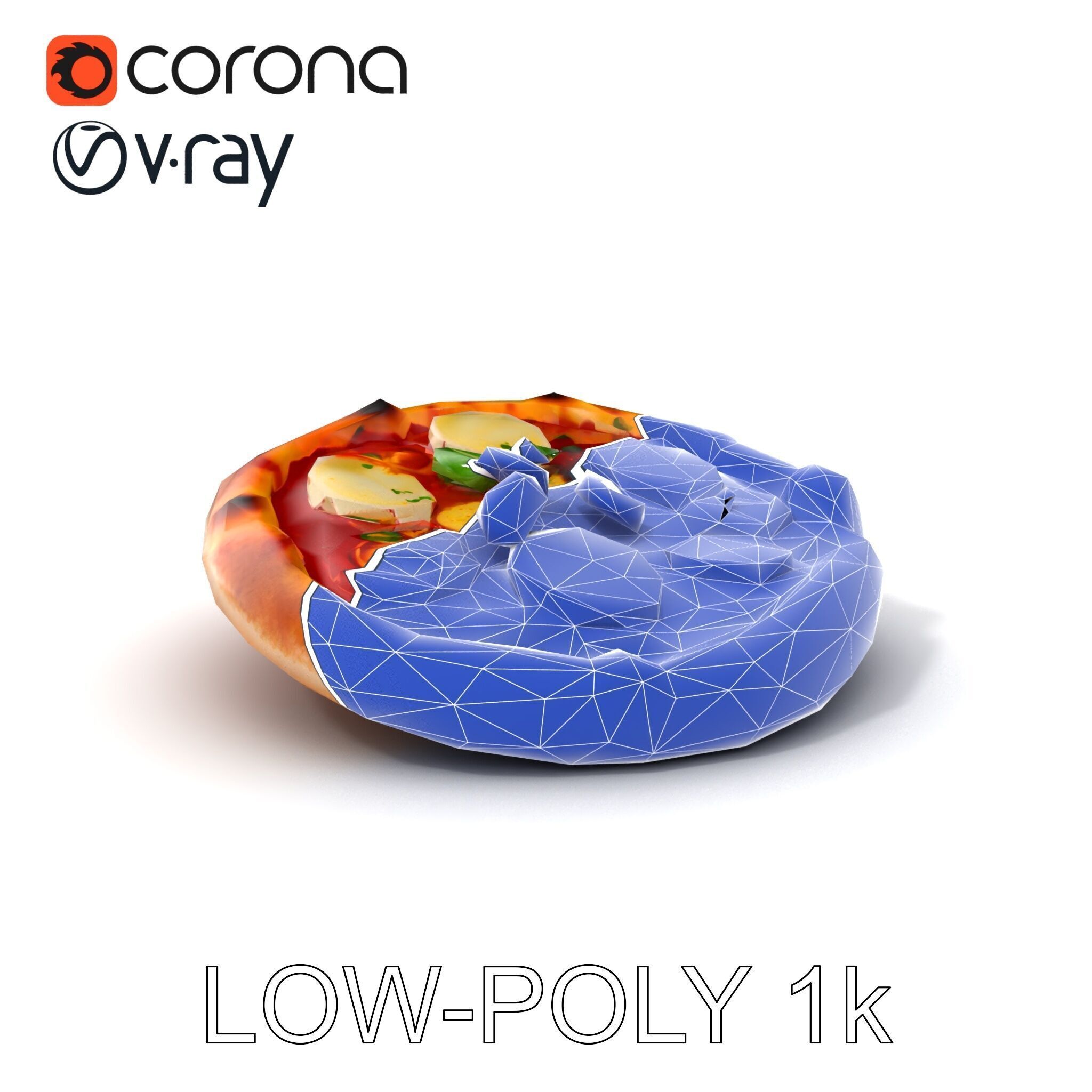 WoodFired Margherita Pizza D Model Pack Low-poly 3D model_7