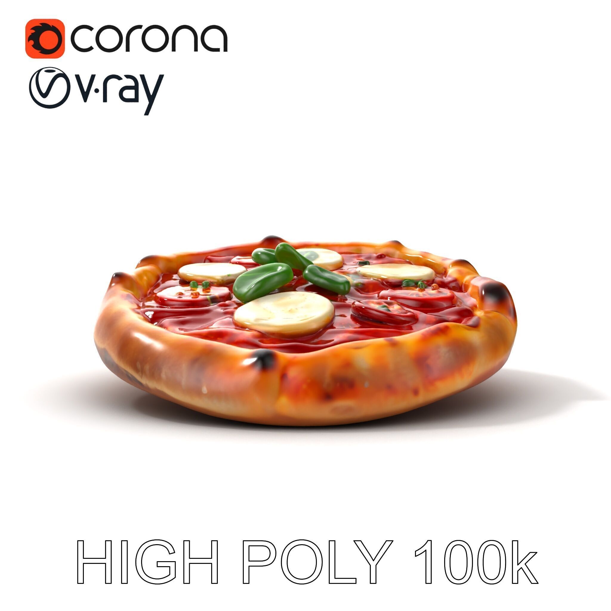 WoodFired Margherita Pizza D Model Pack Low-poly 3D model_22