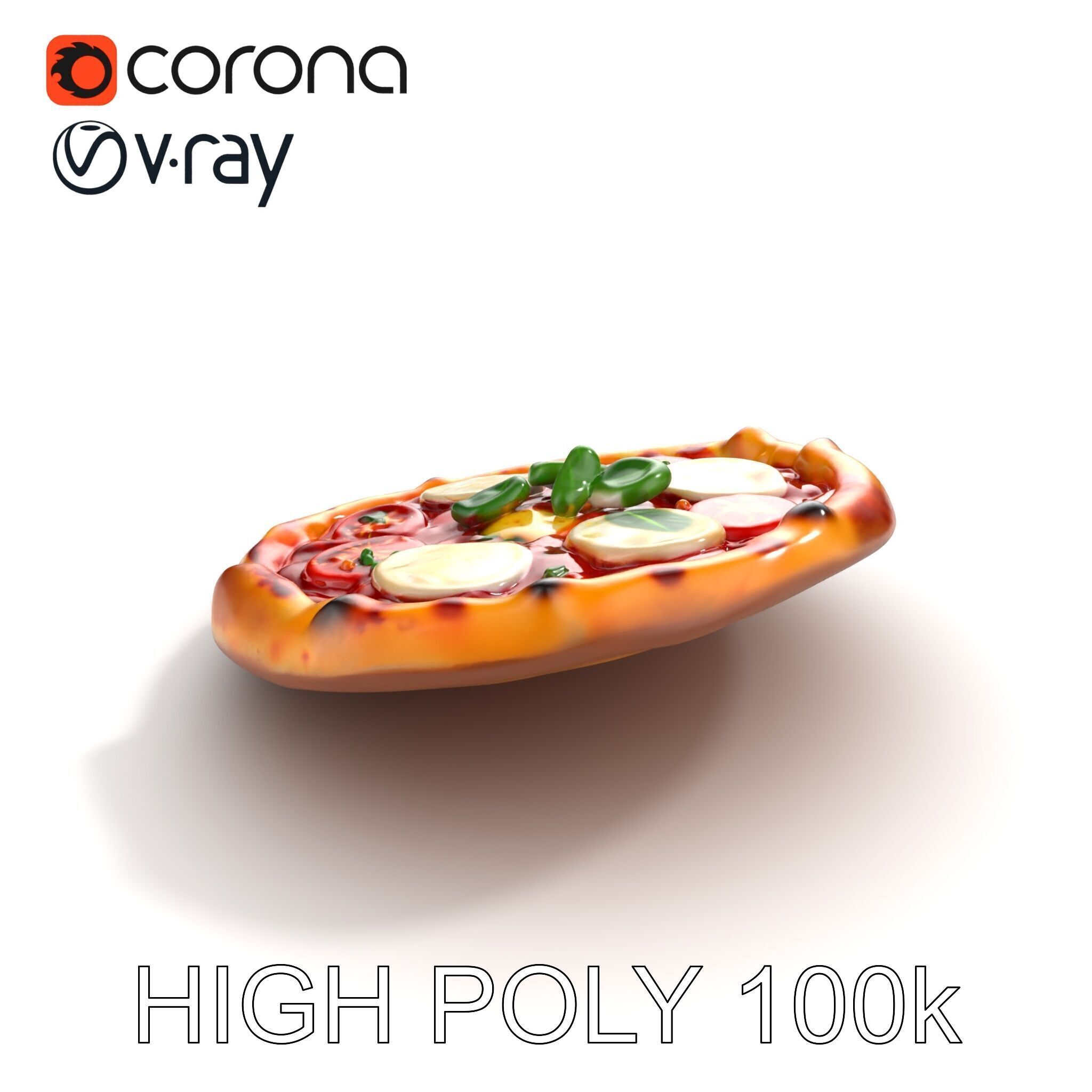 WoodFired Margherita Pizza D Model Pack Low-poly 3D model_15