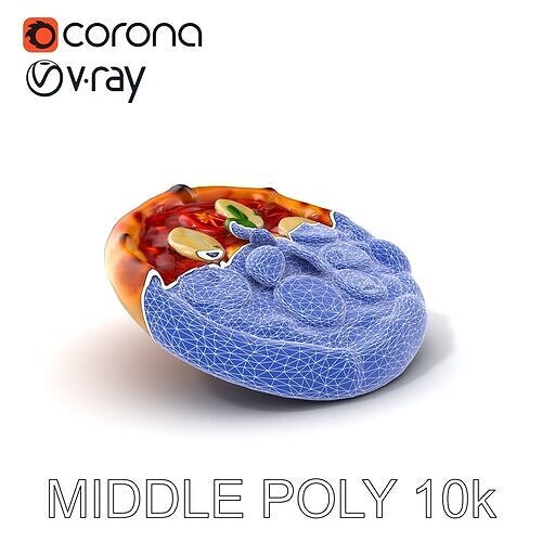WoodFired Margherita Pizza D Model Pack Low-poly 3D model 6