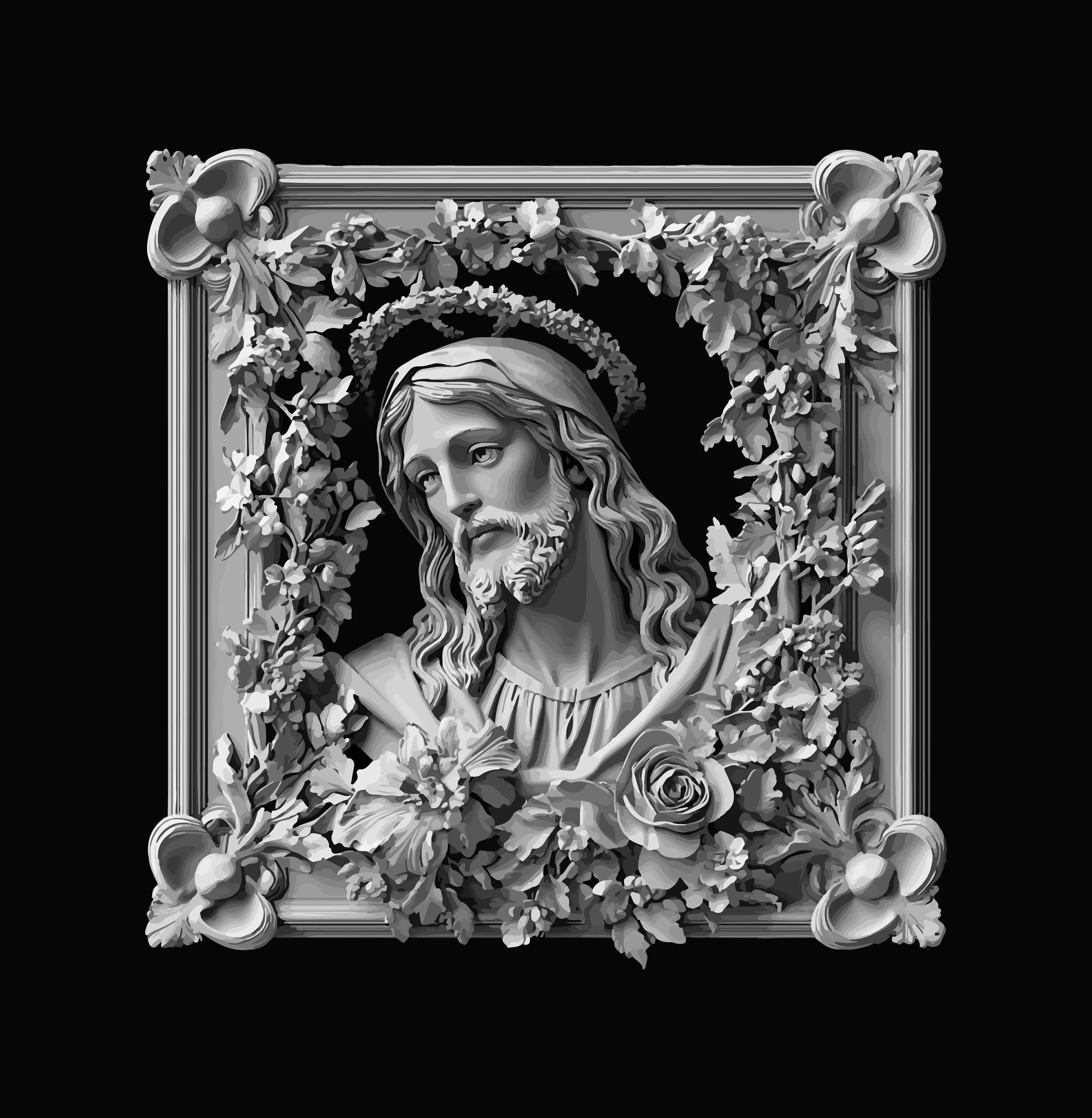 Jesus Christ Floral Sculpture 3D print model_0
