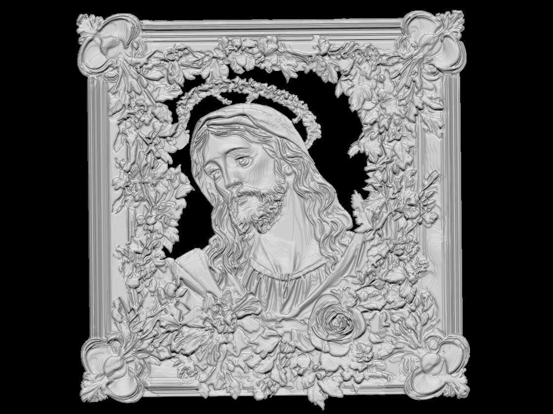 Jesus Christ Floral Sculpture 3D print model_1