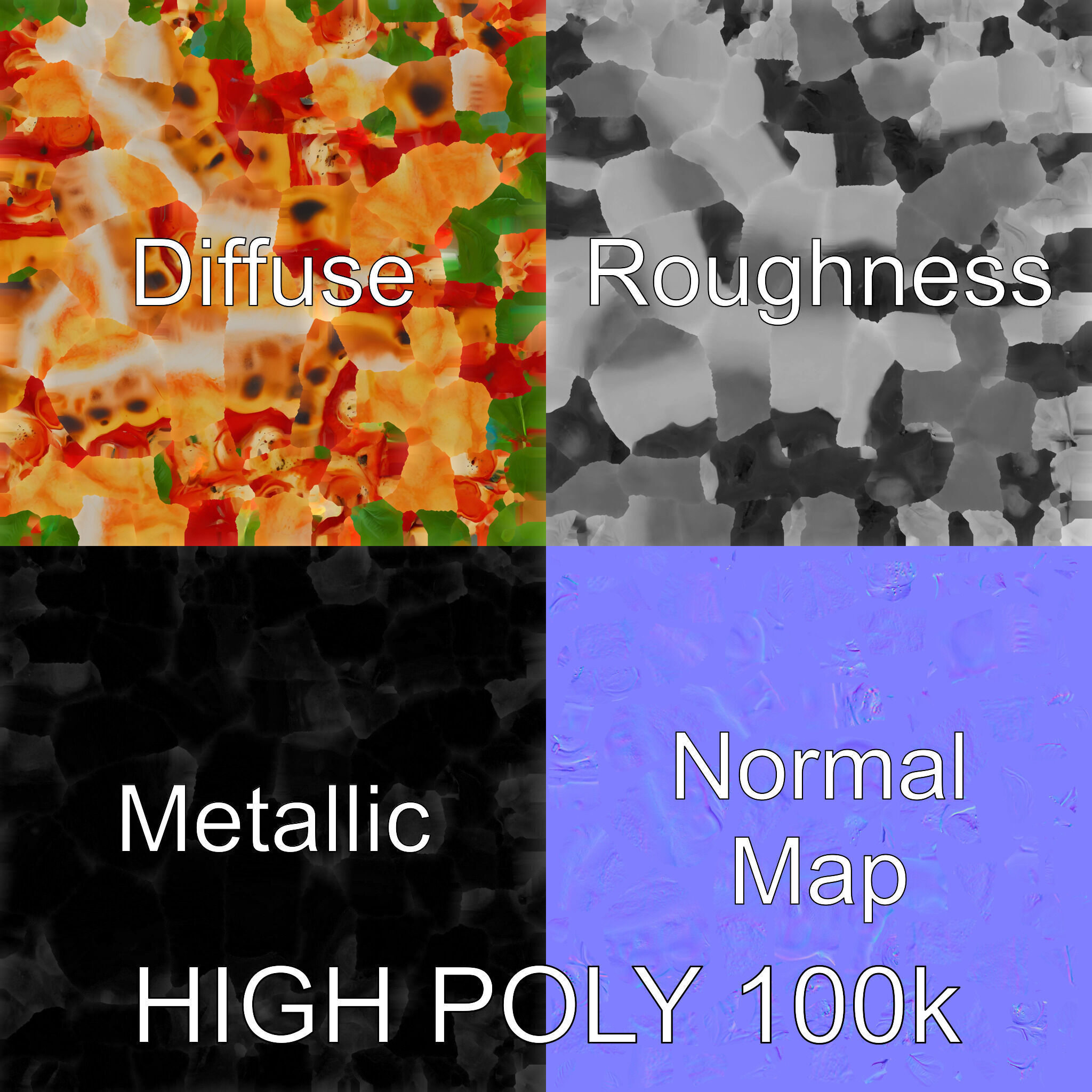 Neapolitan Pizza Sculpture model pack Low-poly 3D model_3