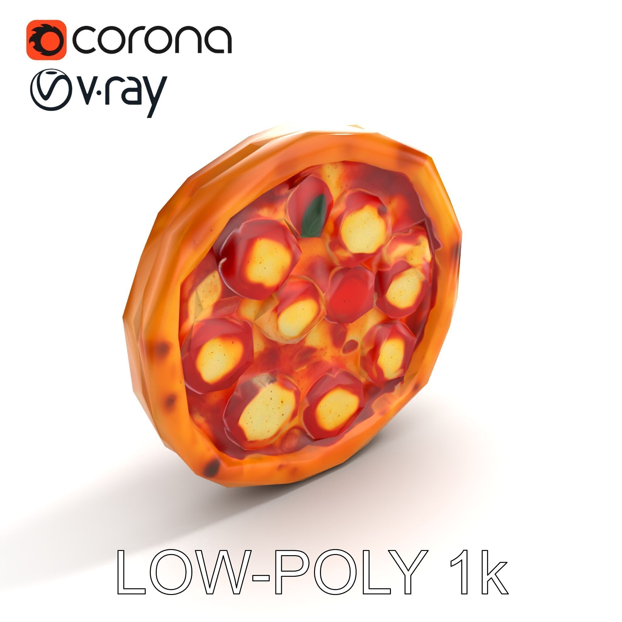 Margherita Pizza Delicious Render model pack Low-poly 3D model_9