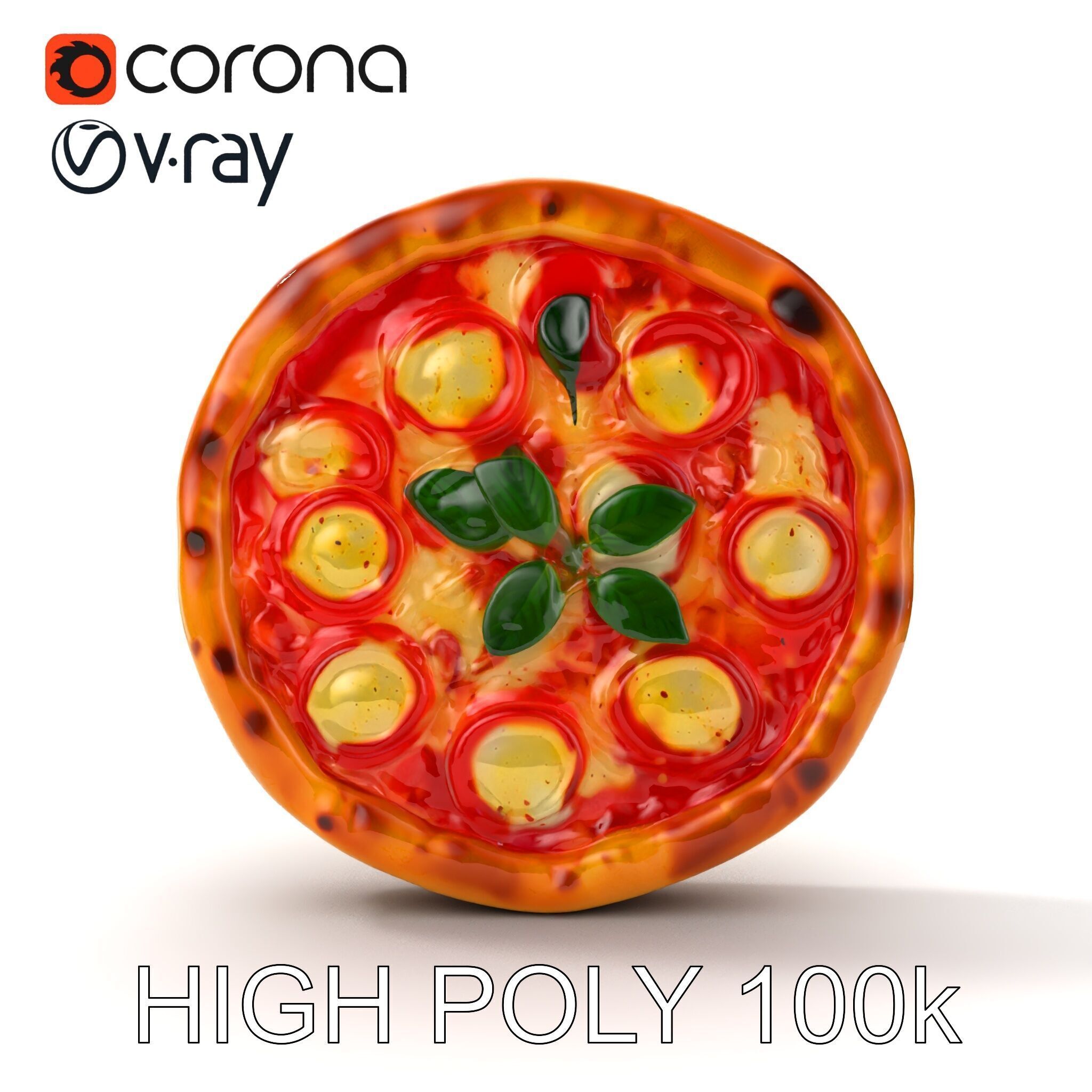 Margherita Pizza Delicious Render model pack Low-poly 3D model_29